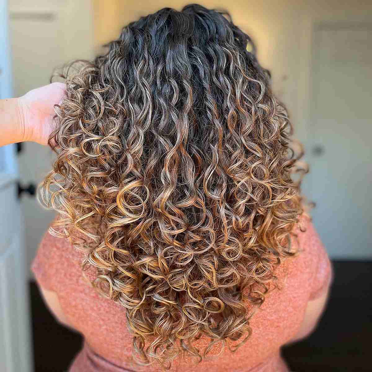 V-Cut Bronde Waves on Balayage Dark Locks