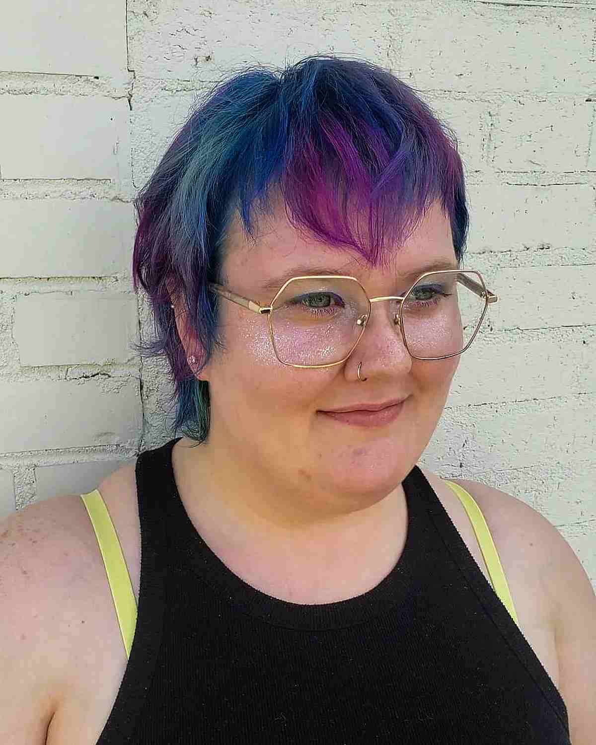 V-Shaped Bangs with a Pixie Mullet for Chubby-Faced Women