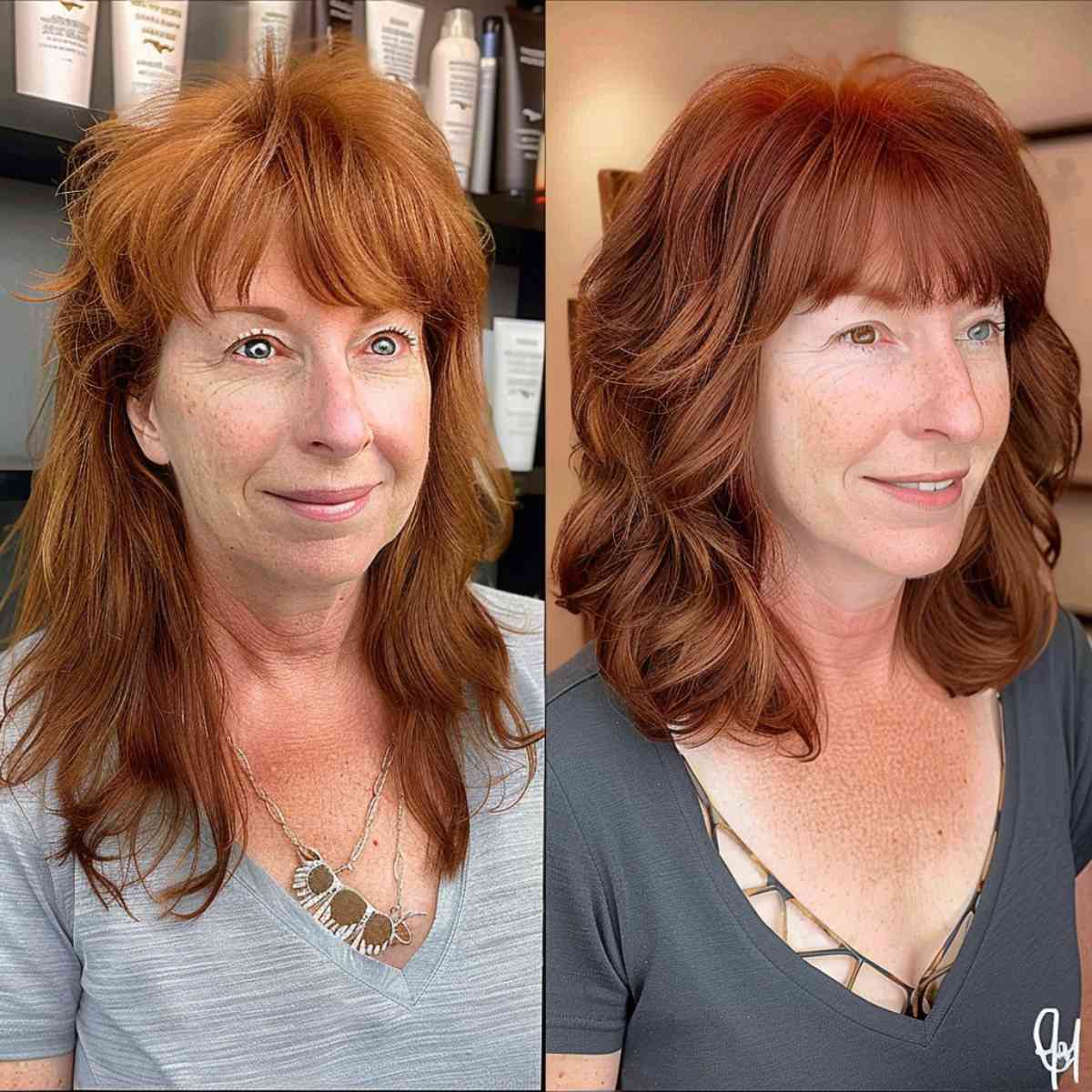 Versatile Mid-Length Shagged Bob with Bangs