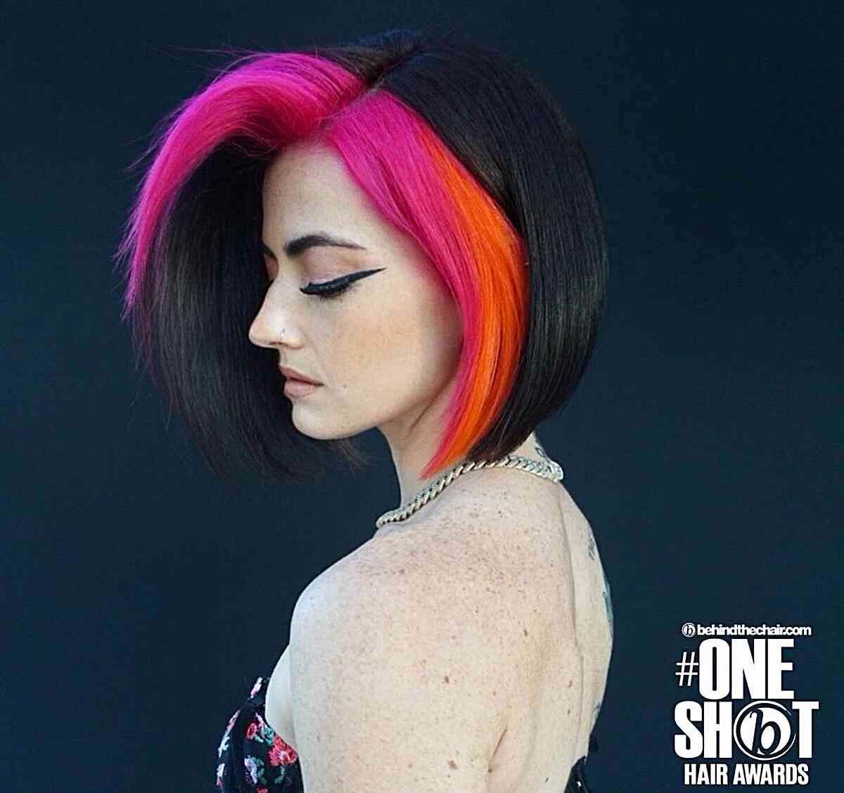 Vibrant Block Bob Hairstyle