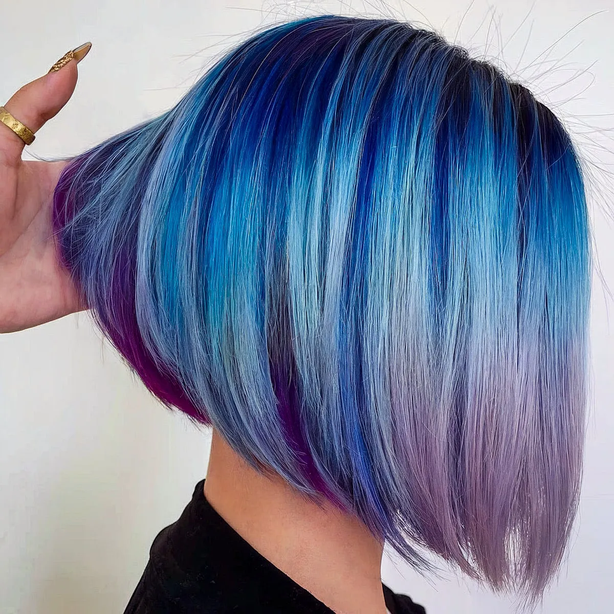 Vibrant Blue and Purple Color Melt with Shadow Roots