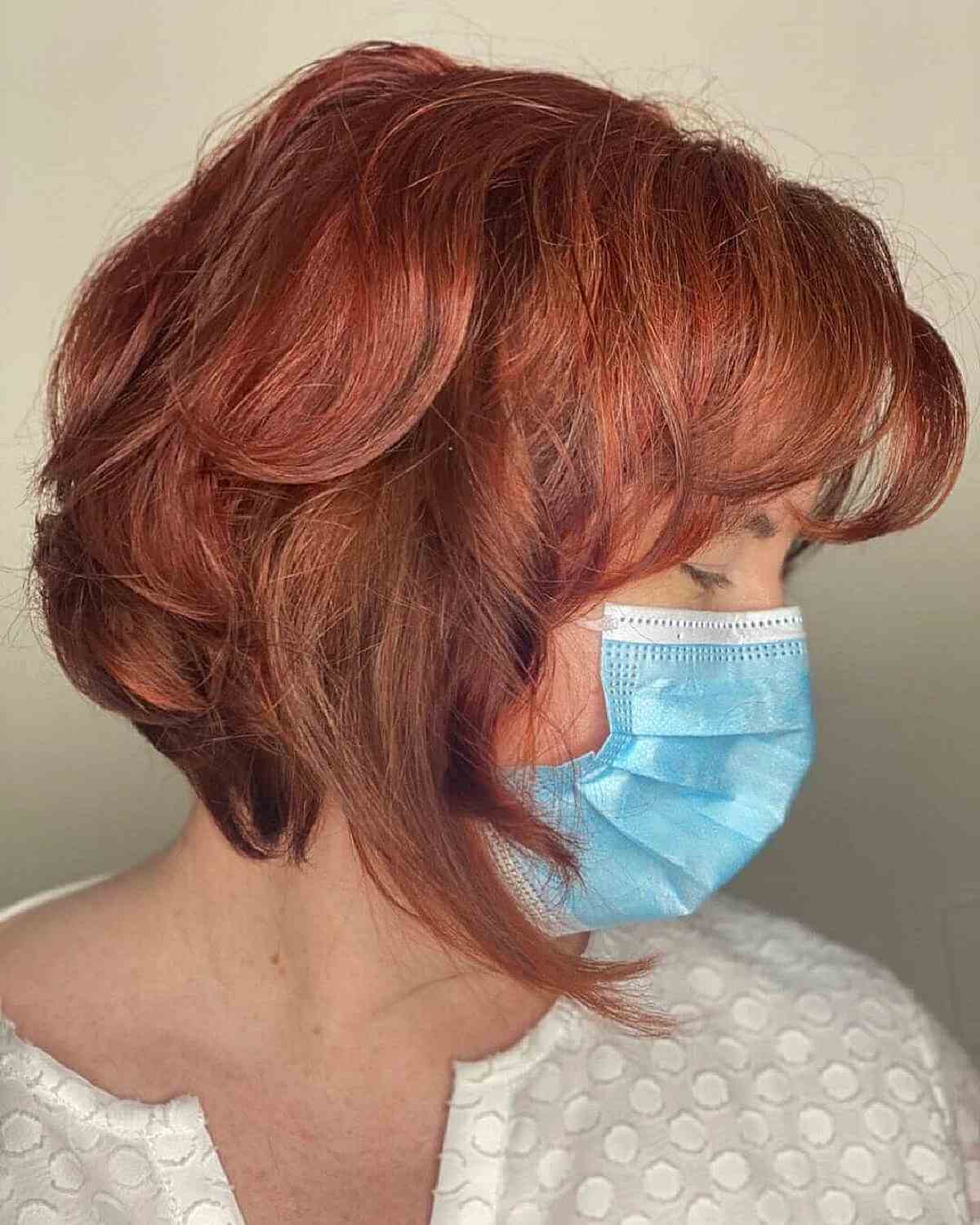 Vibrant Cinnamon Red Hair Color on Layered Bob