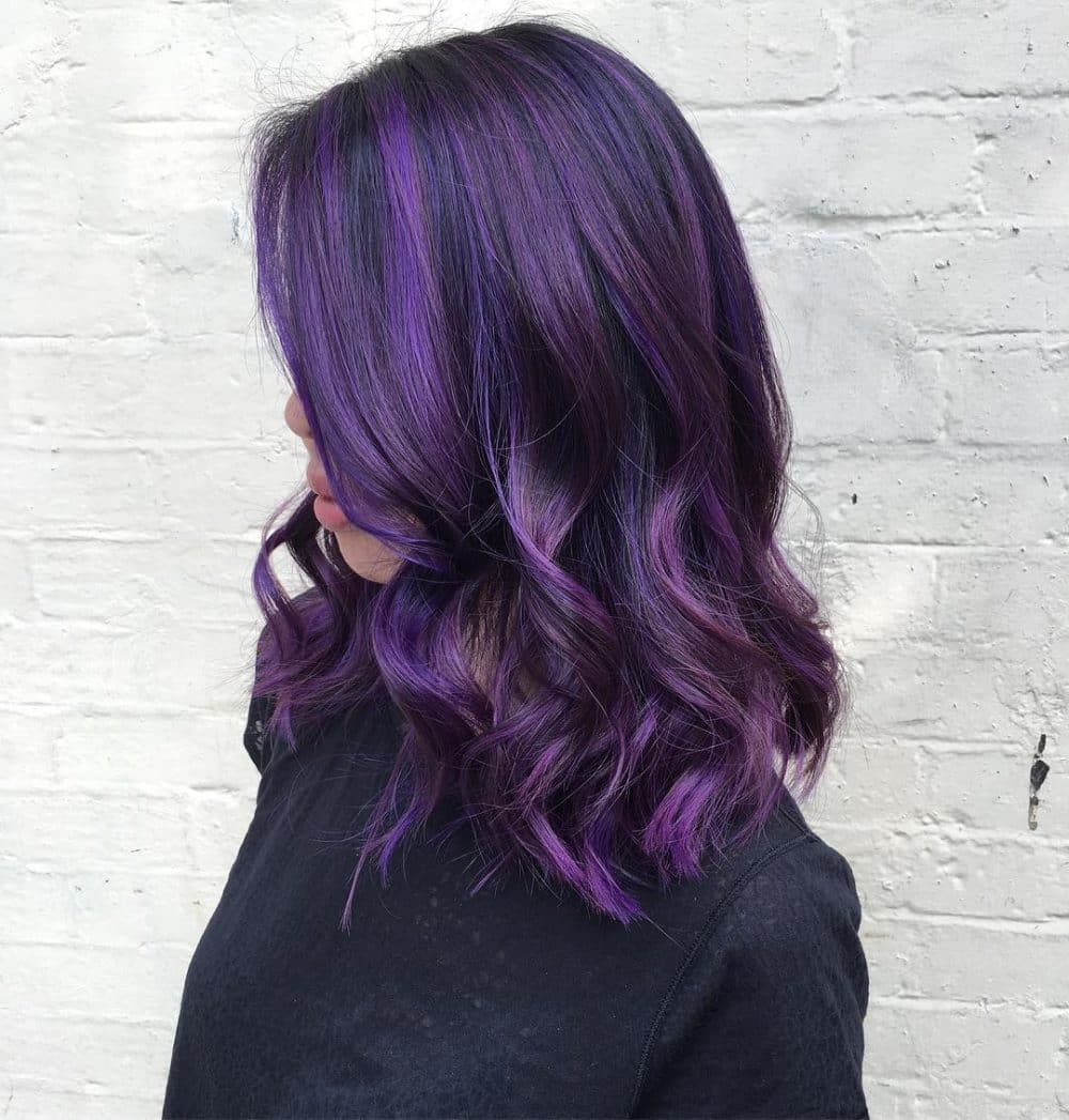 Vibrant Dark Plum on a Medium-Length Bob