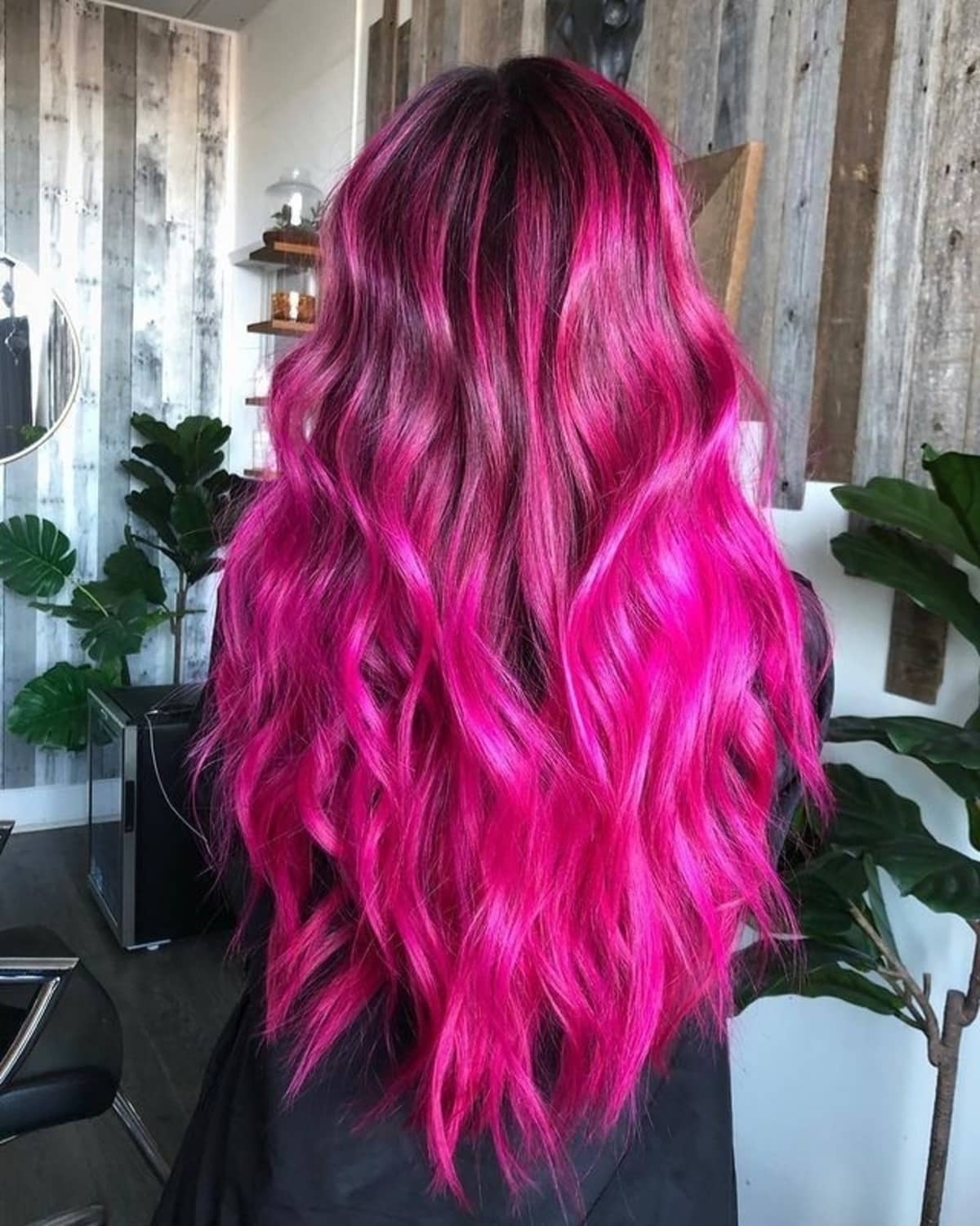 Vibrant electric magenta hair