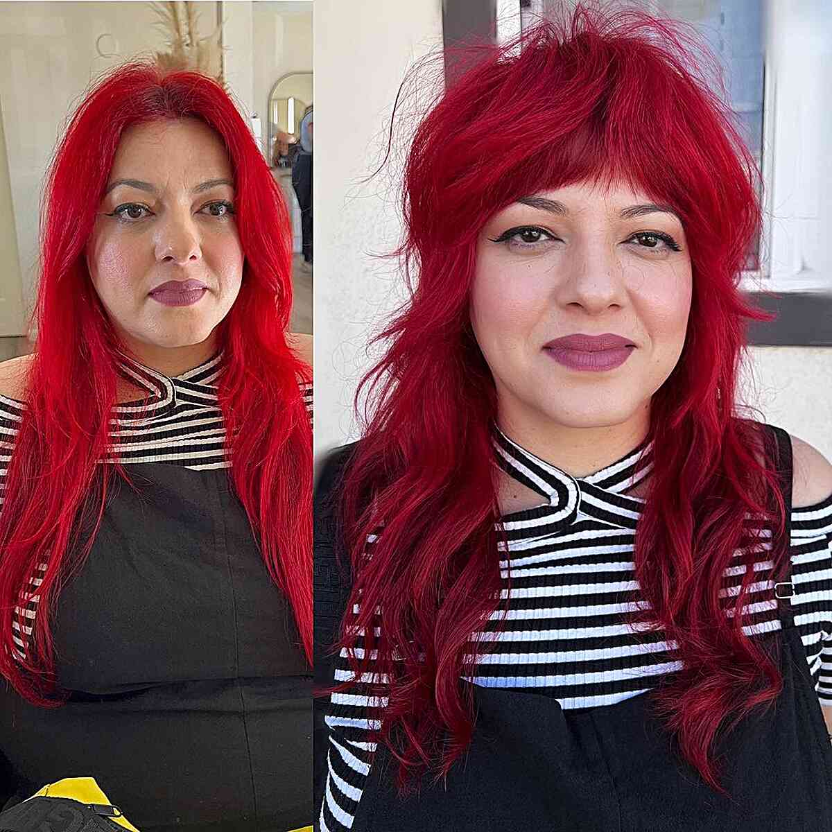Vibrant Fire Engine Red Long Shag with Fringe