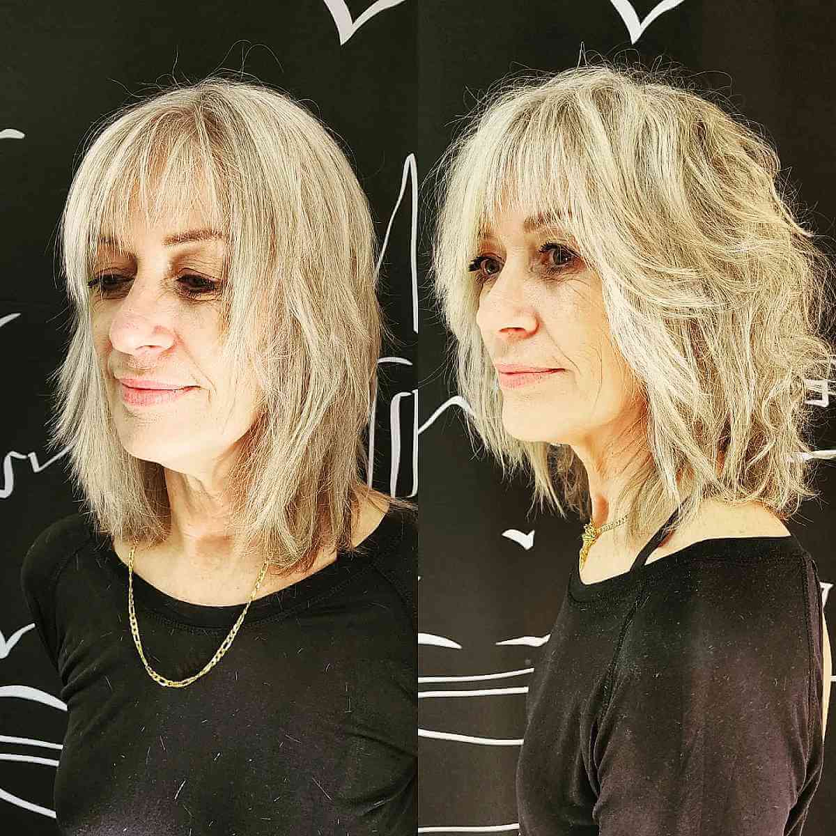 Vibrant Layered Shag Haircut for Mature Women
