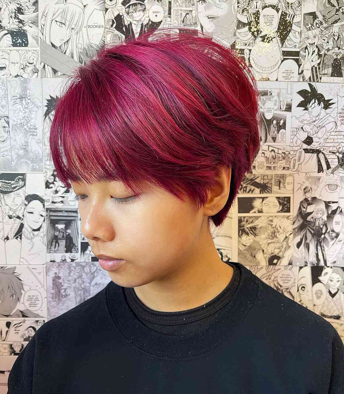Vibrant Ear-Length Pixie Bob on Sleek Hair