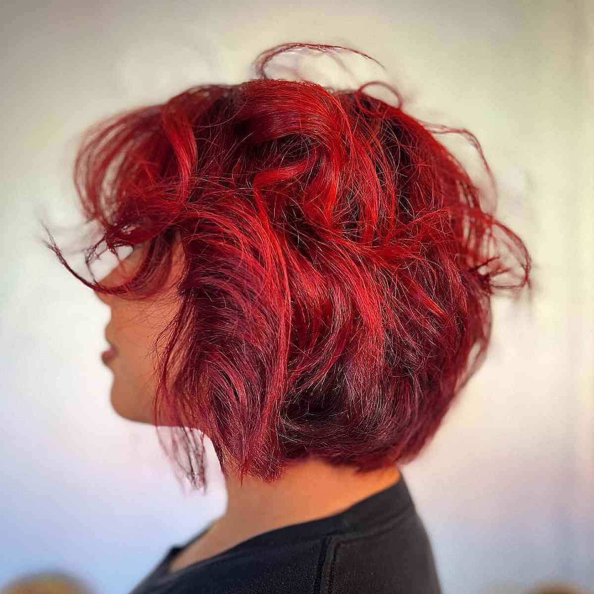 Vibrant Messy Red Merlot Bob