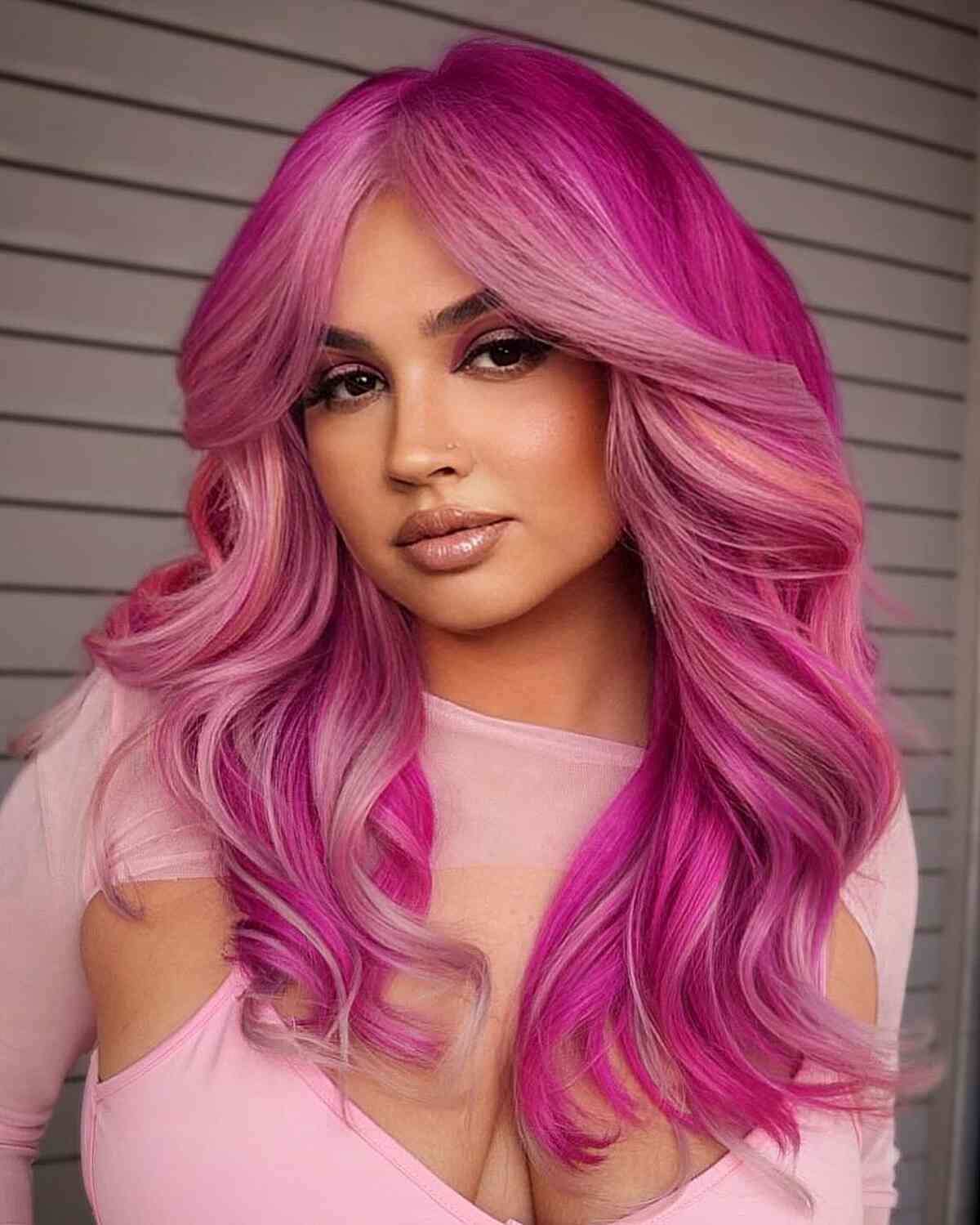 Vibrant Multi-Toned Pink Balayage