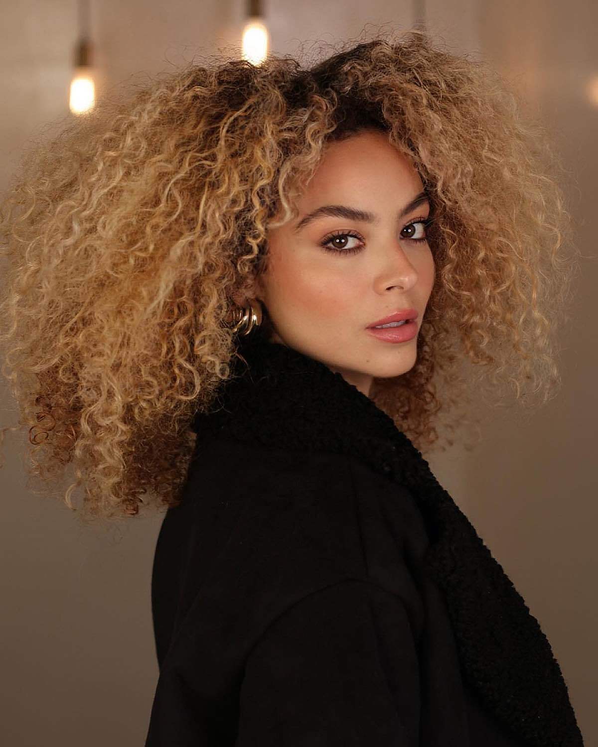 Vibrant Natural Curly Shoulder-Length Hair