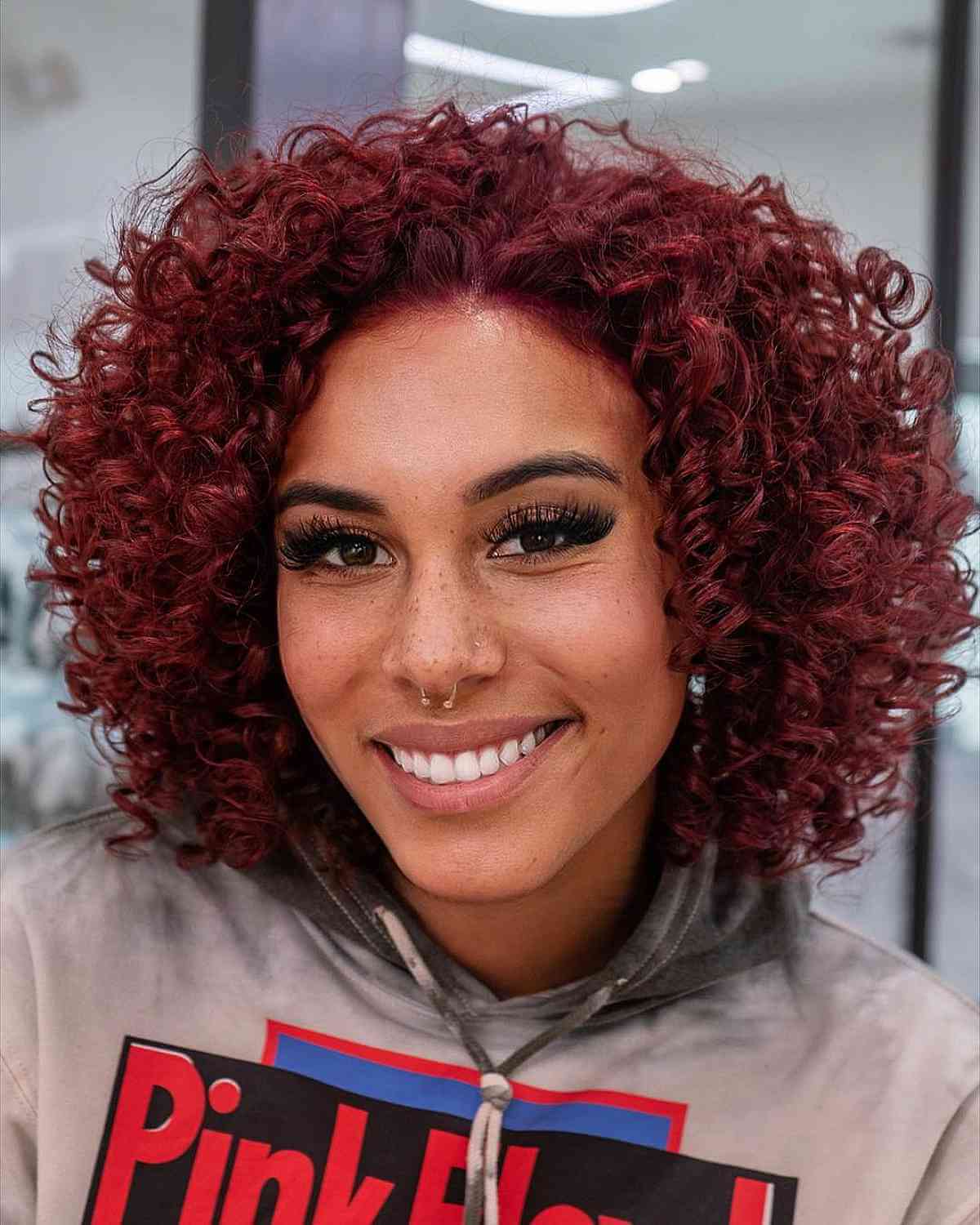 Vibrant Natural Curly Red Hairstyle