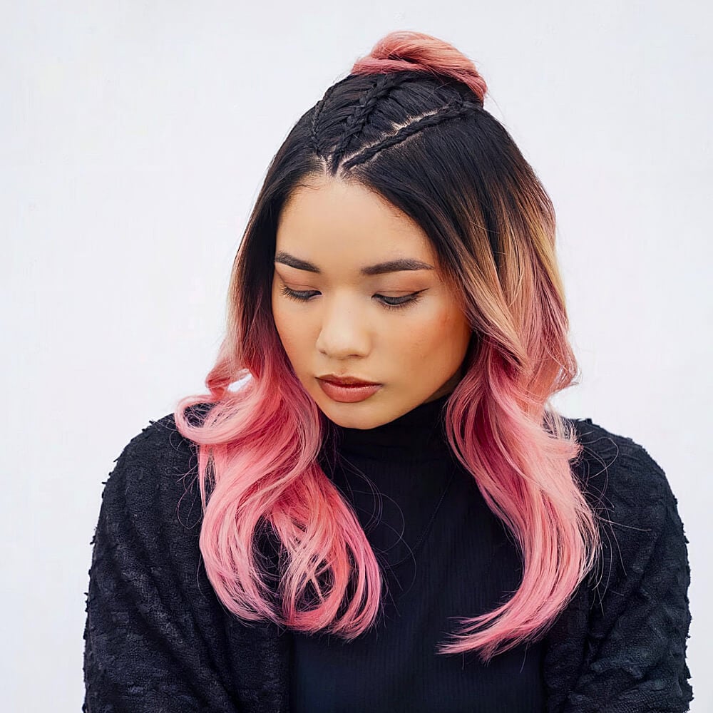 Vibrant Peach Balayage Prom hairstyle