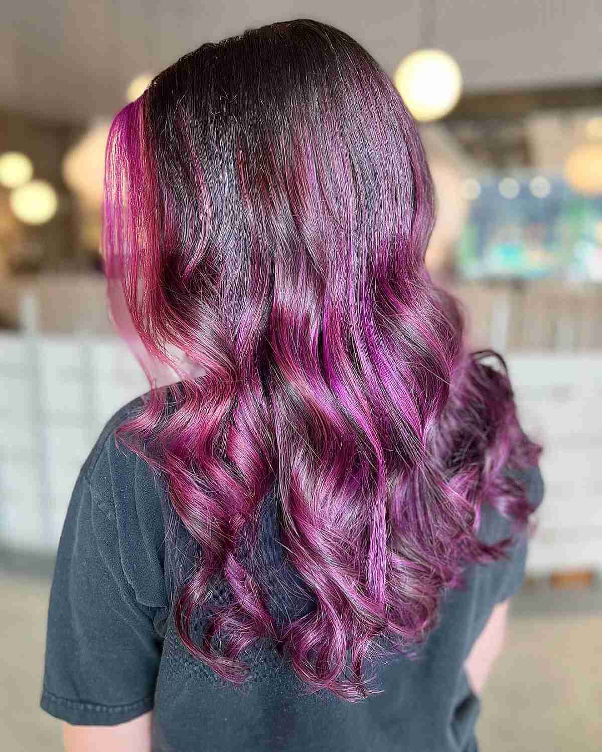 Vibrant Plum Purple Balayage Hair