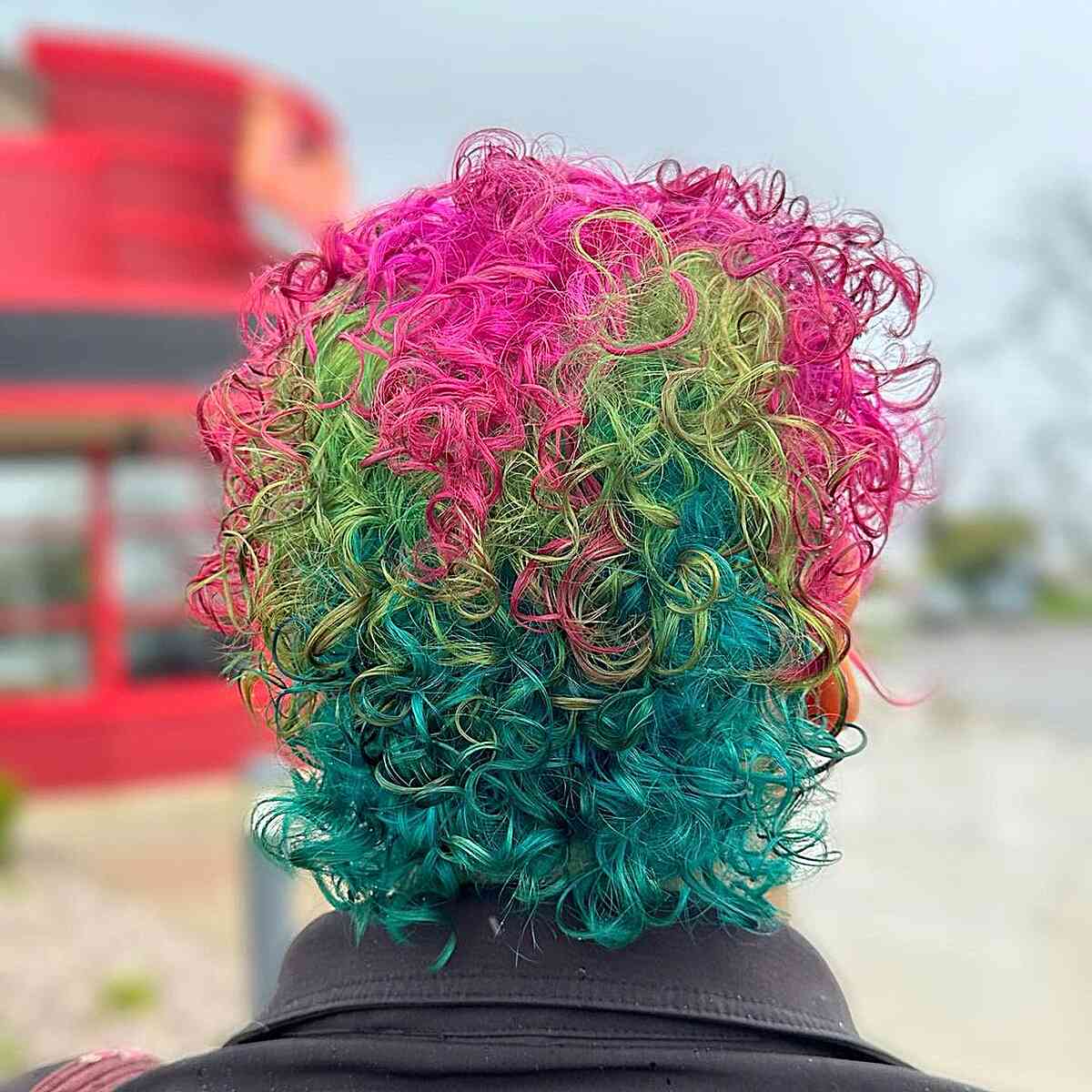 Vibrant Short Rainbow Curls Hair Color Ideas