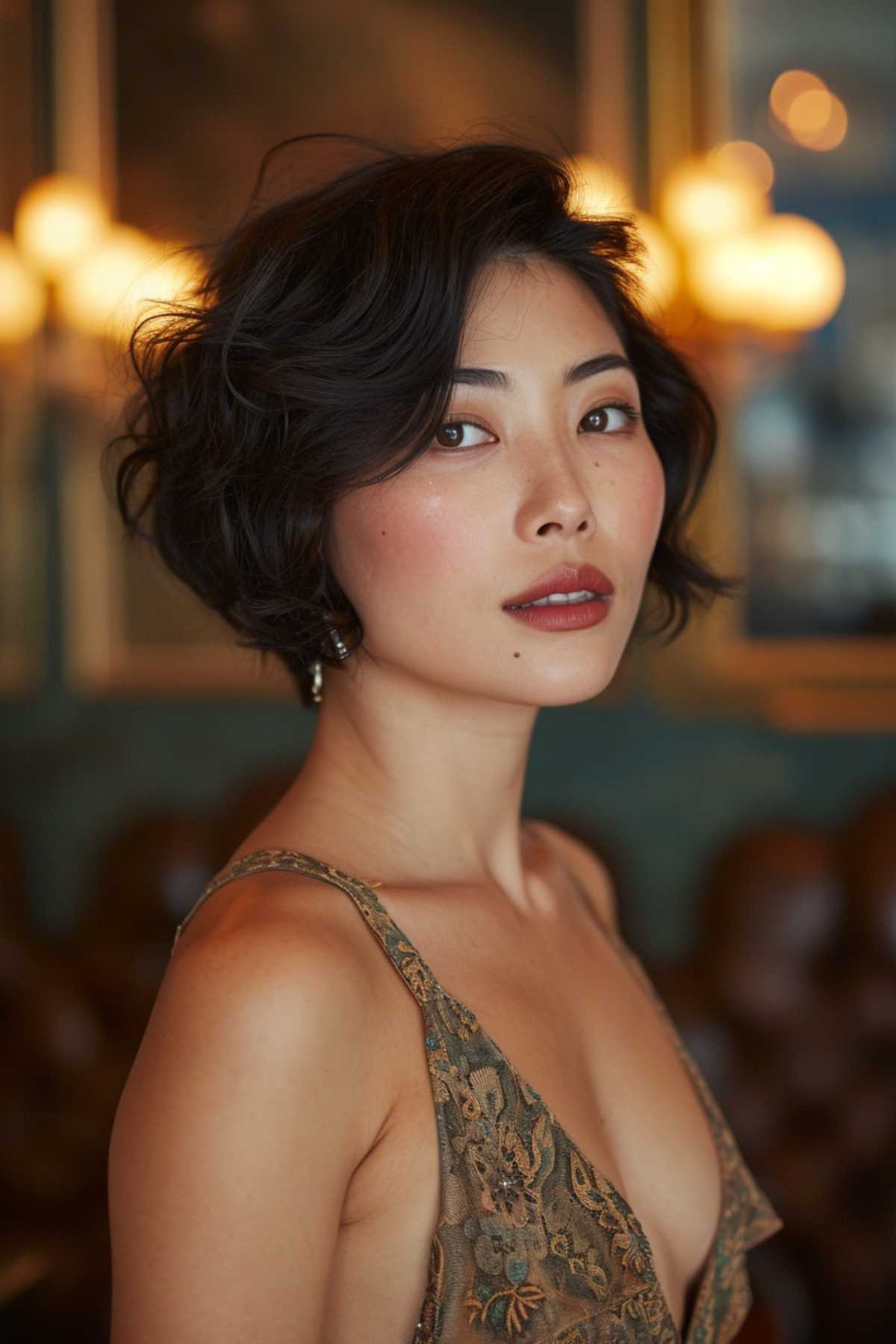 A vintage-inspired pixie bob with a side sweep, showcasing timeless elegance