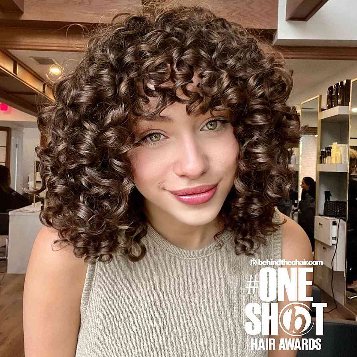 Voluminous and Lively Curls with a Bang