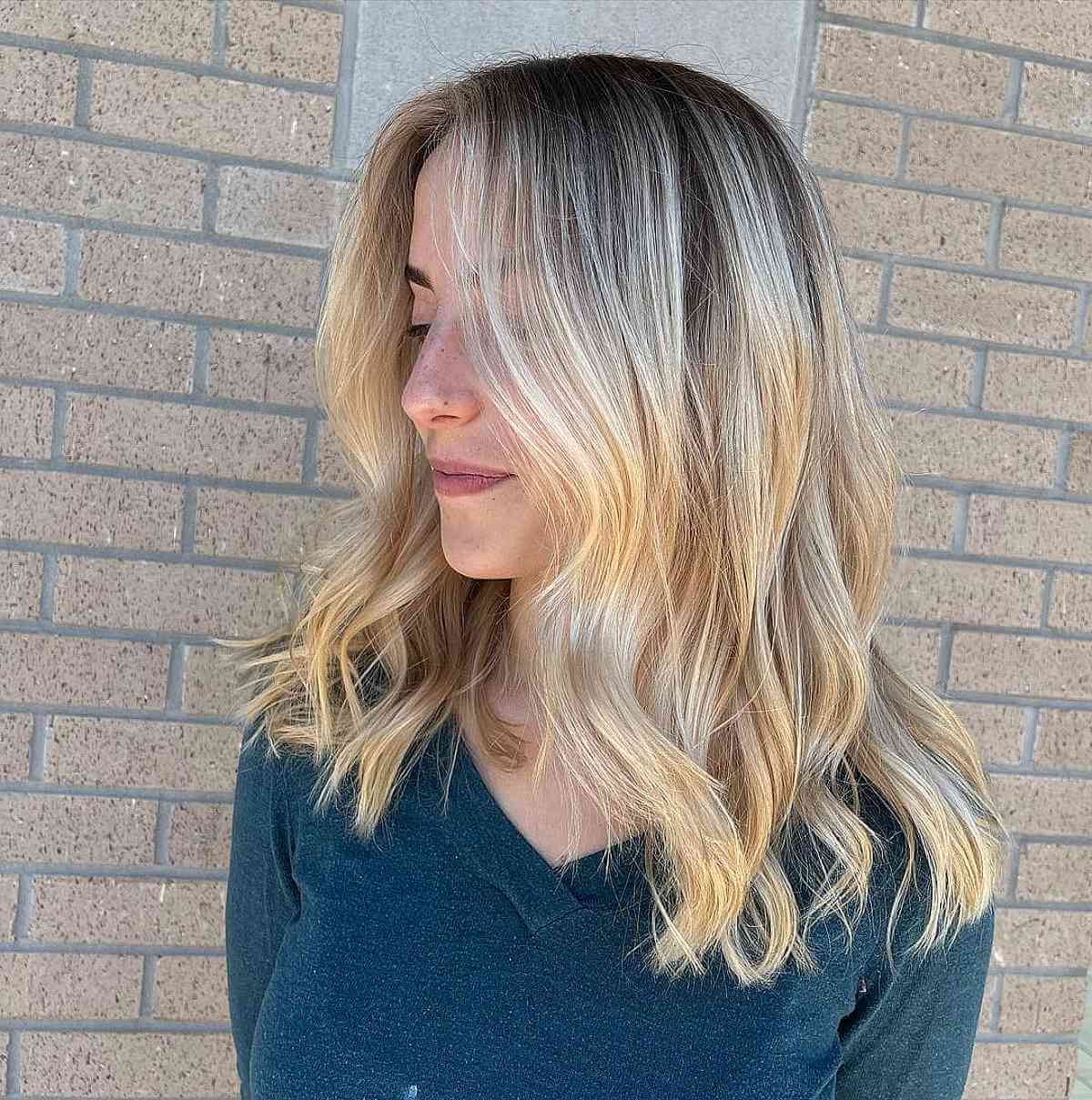 Warm Blonde Highlights on Dark Hair
