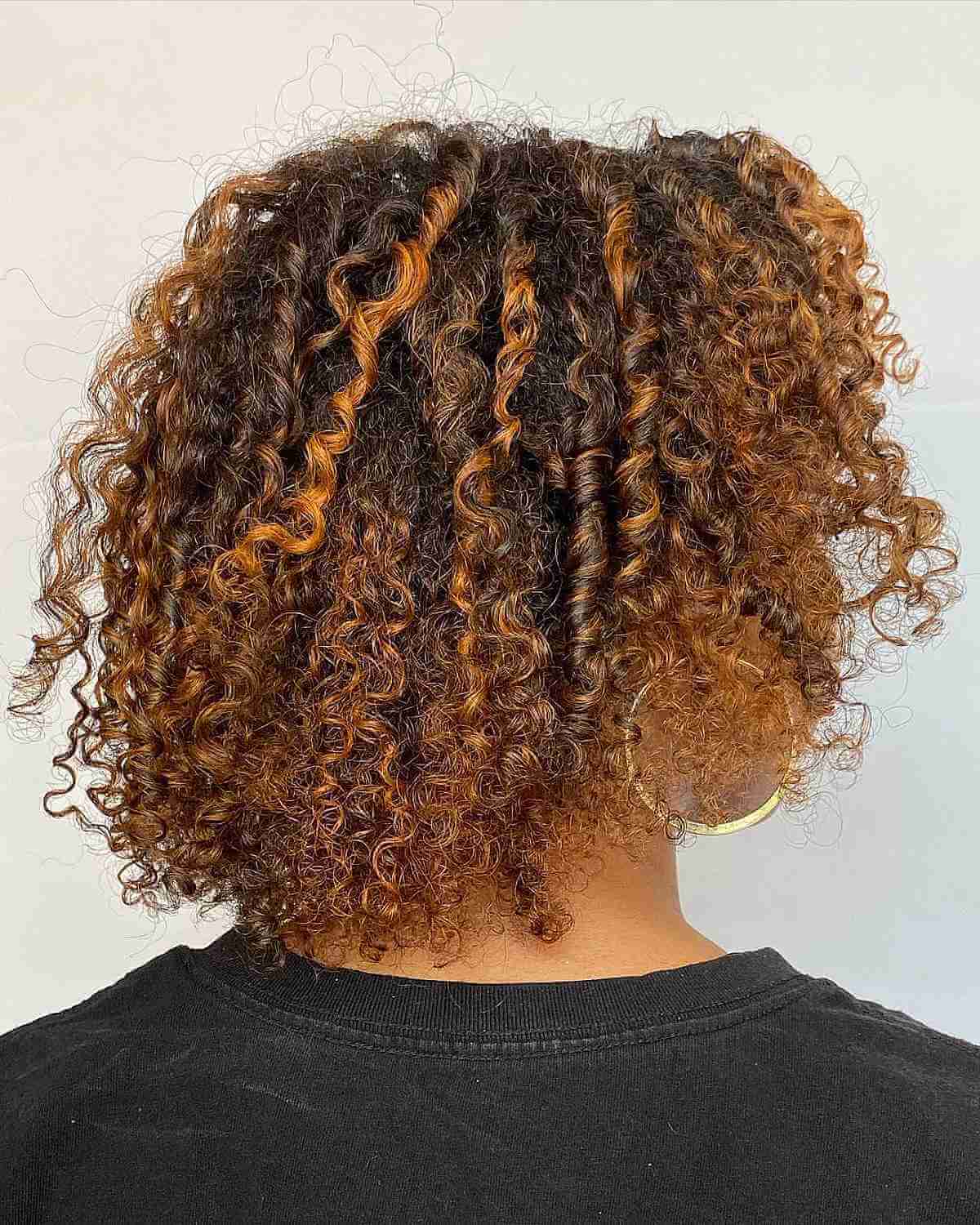 Warm Copper Balayage on Curly Hair