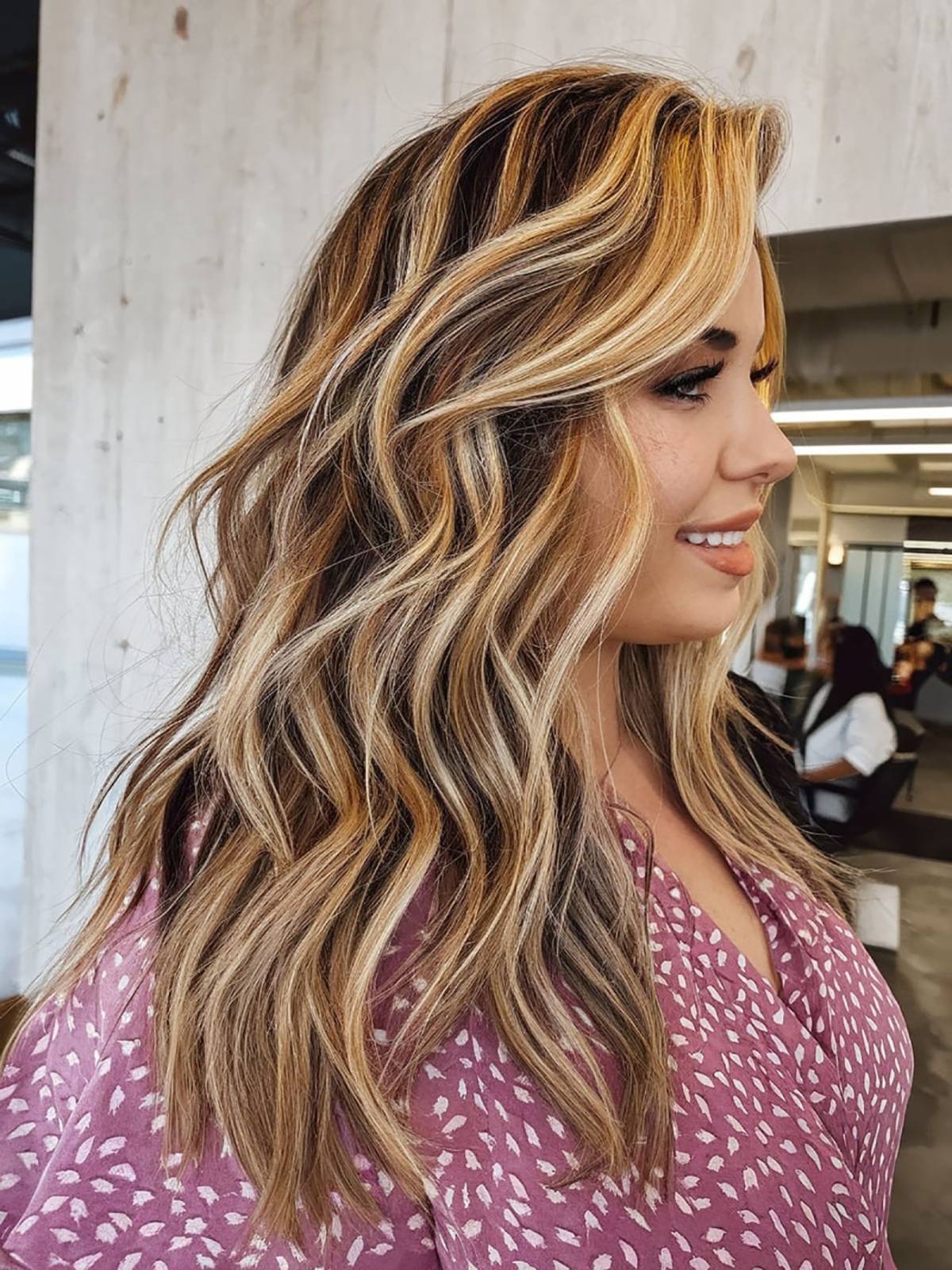 Warm Golden Brown Hair with Light Blonde Highlights