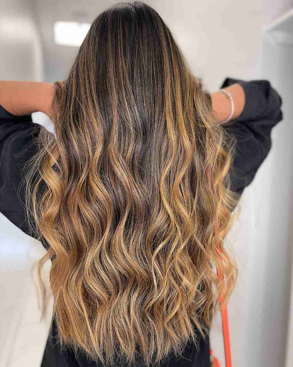 Warm Golden Caramel Balayage Highlights for Brown Hair