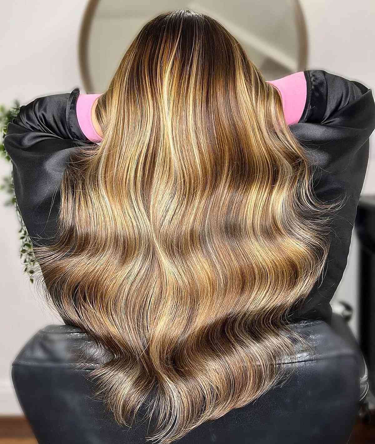 Warm Honey Blonde with Caramel Highlights