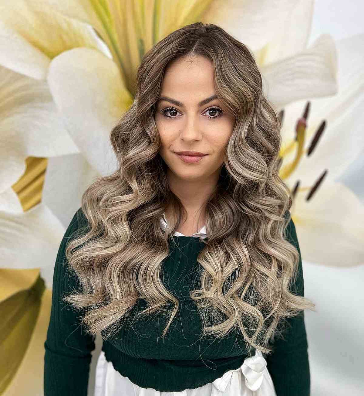 Waves on Brown Hair with Blonde Highlights