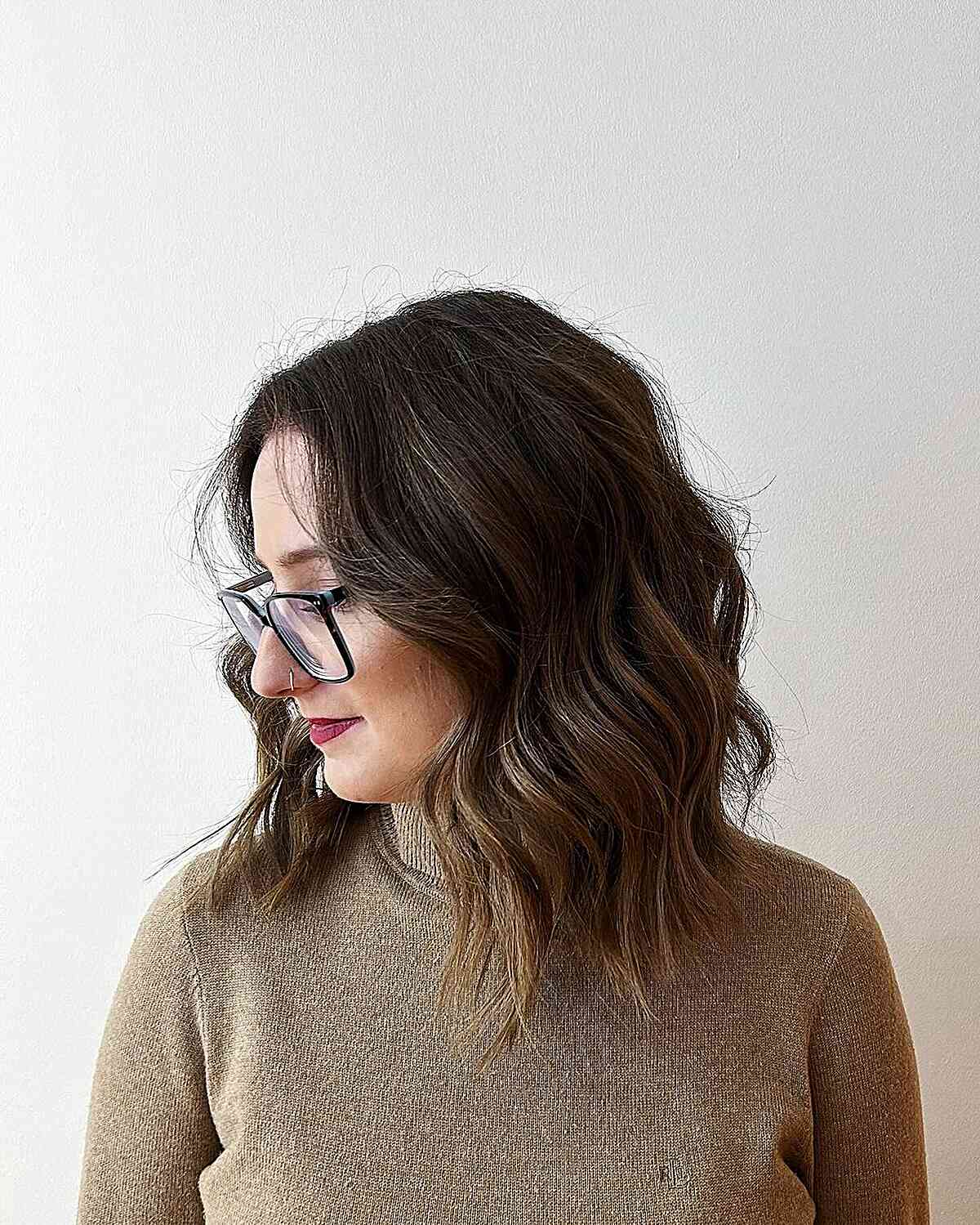 Wavy Angled Lob Haircut