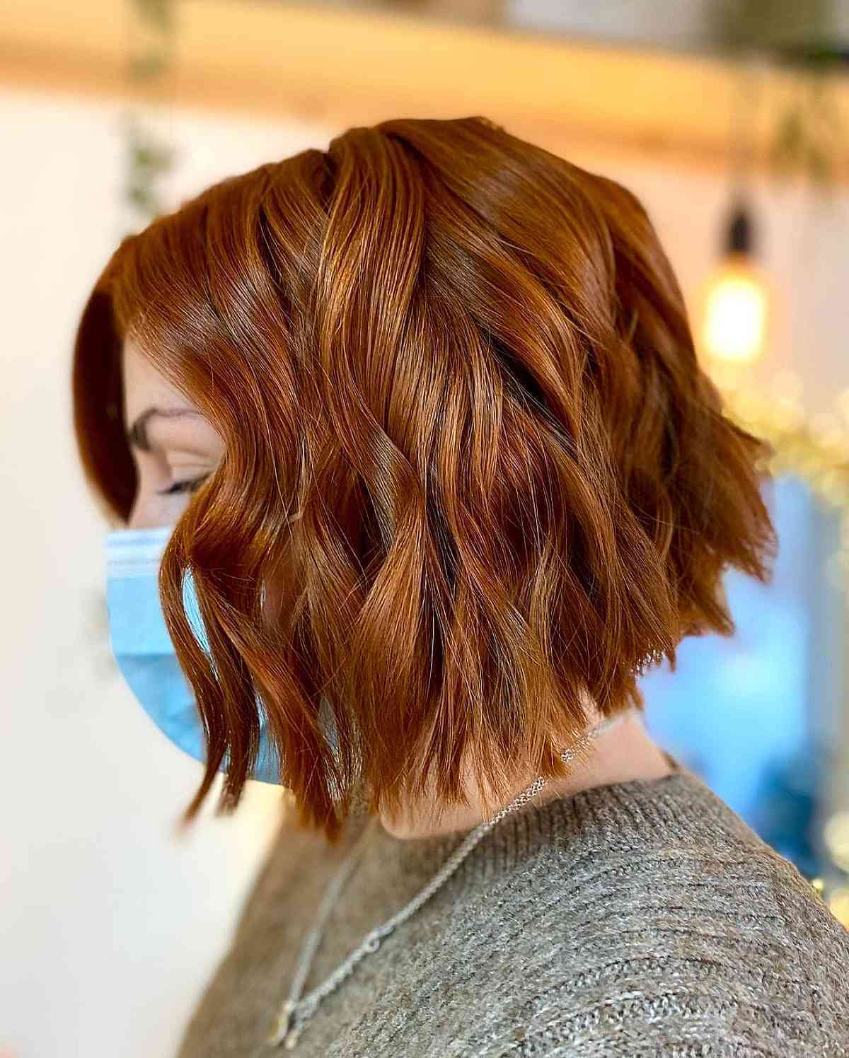 Wavy Auburn Hair in Natural Tones for Short Hair