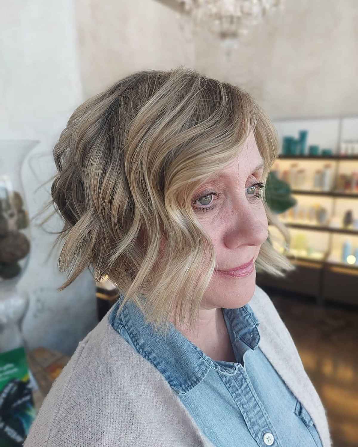 Wavy Bixie with a Side Part Hairstyle