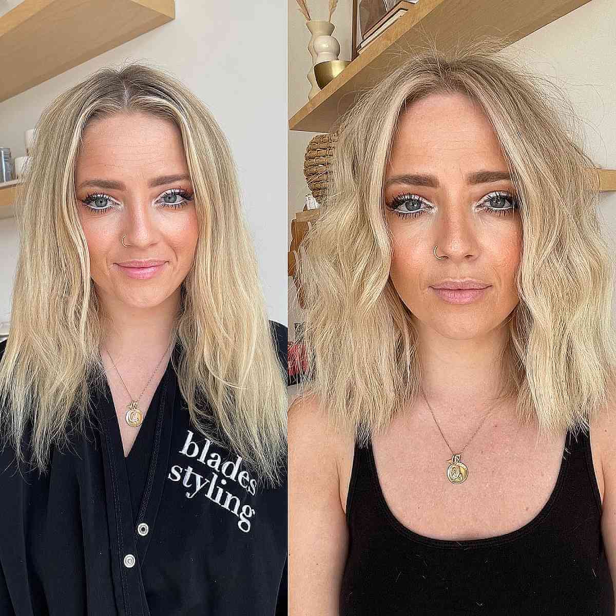 Wavy Blonde Layered Bob