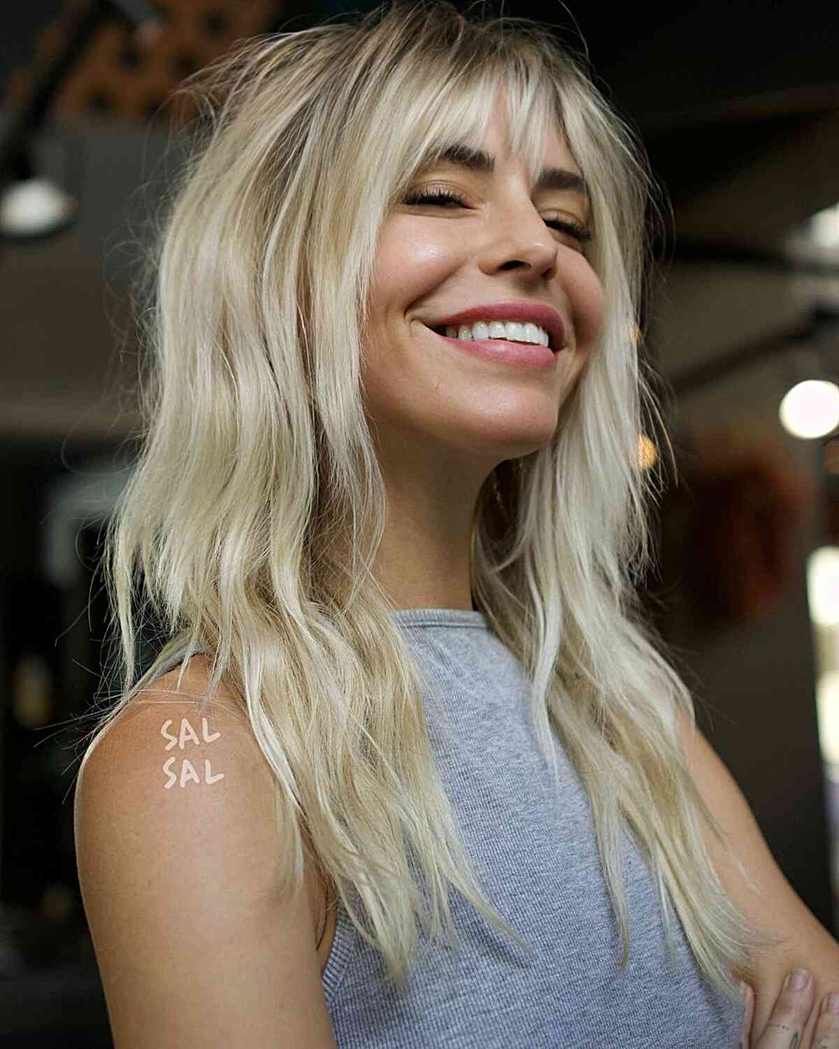 Wavy Blonde Shag for Long Straight Fine Hair