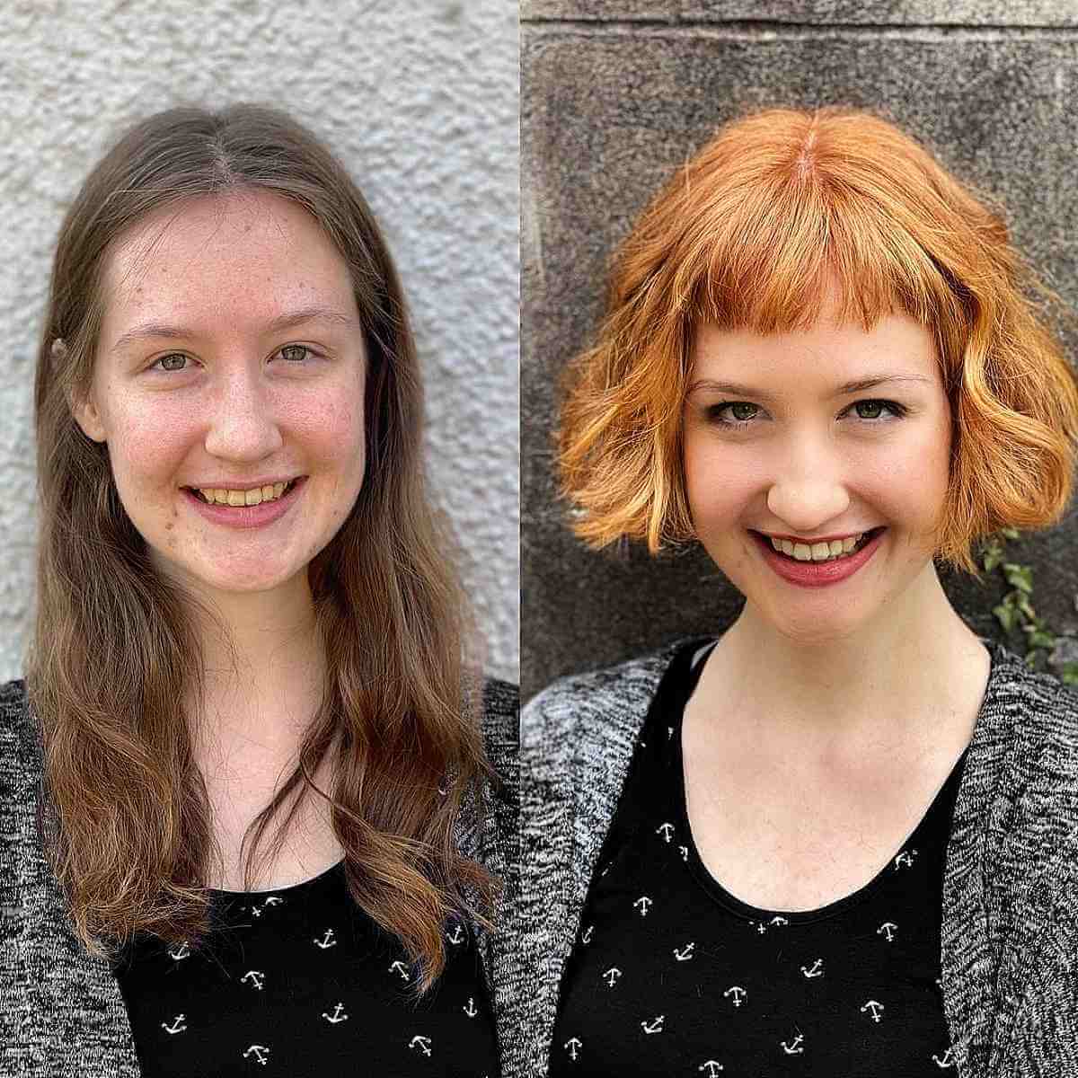 Wavy Bob at Jaw Length with Subtle Micro Bangs