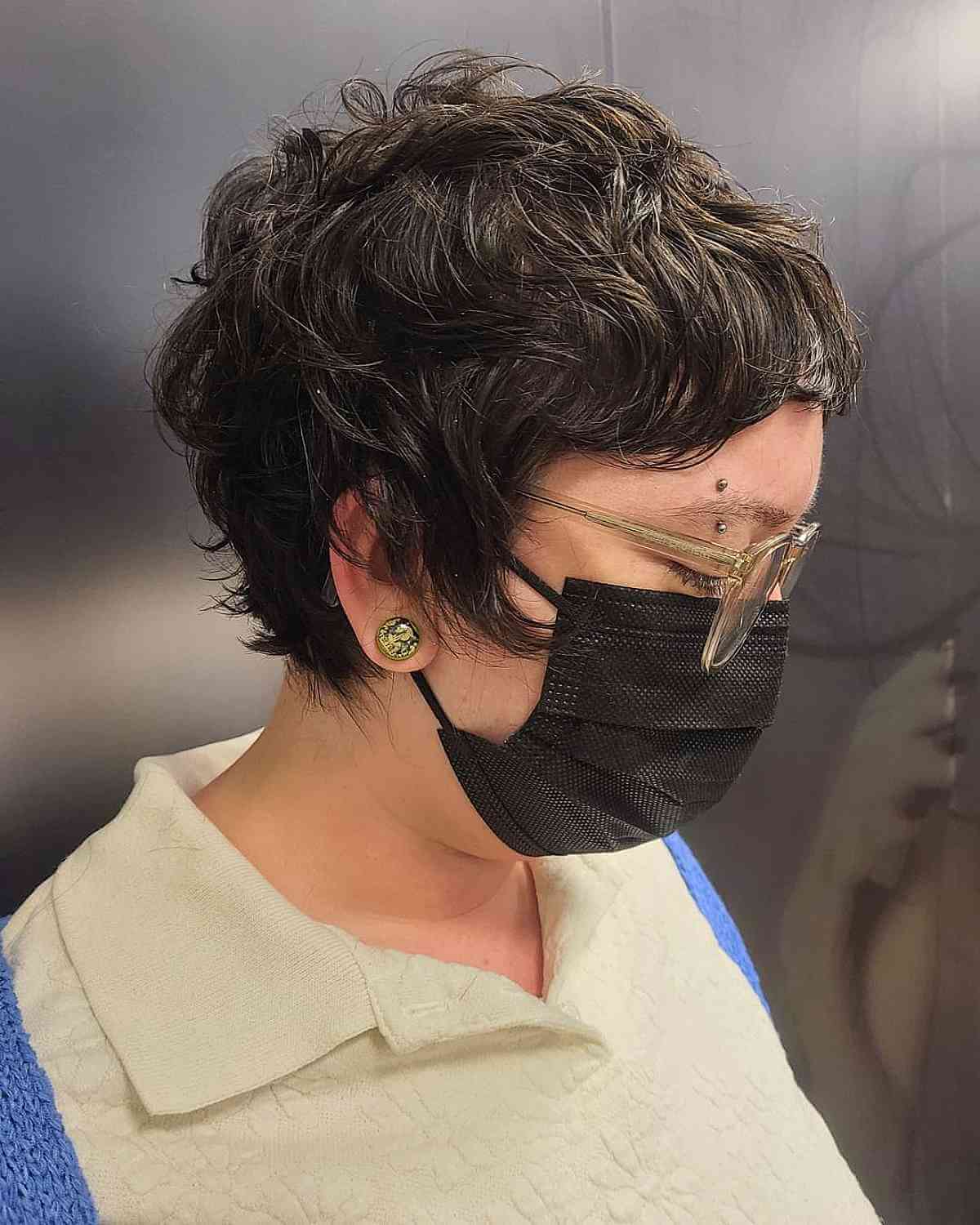 Wavy Hair in a Shagged Pixie Cut for Older Women