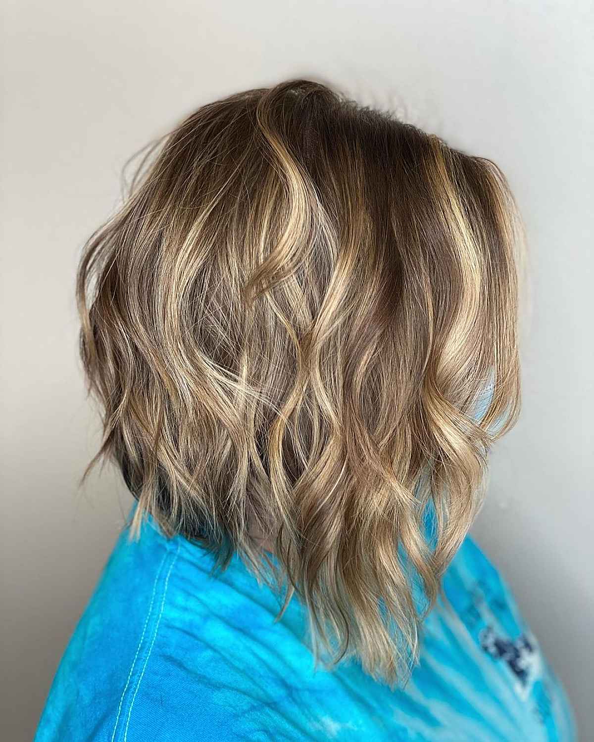 Wavy Hair Long Textured Bob with Layers