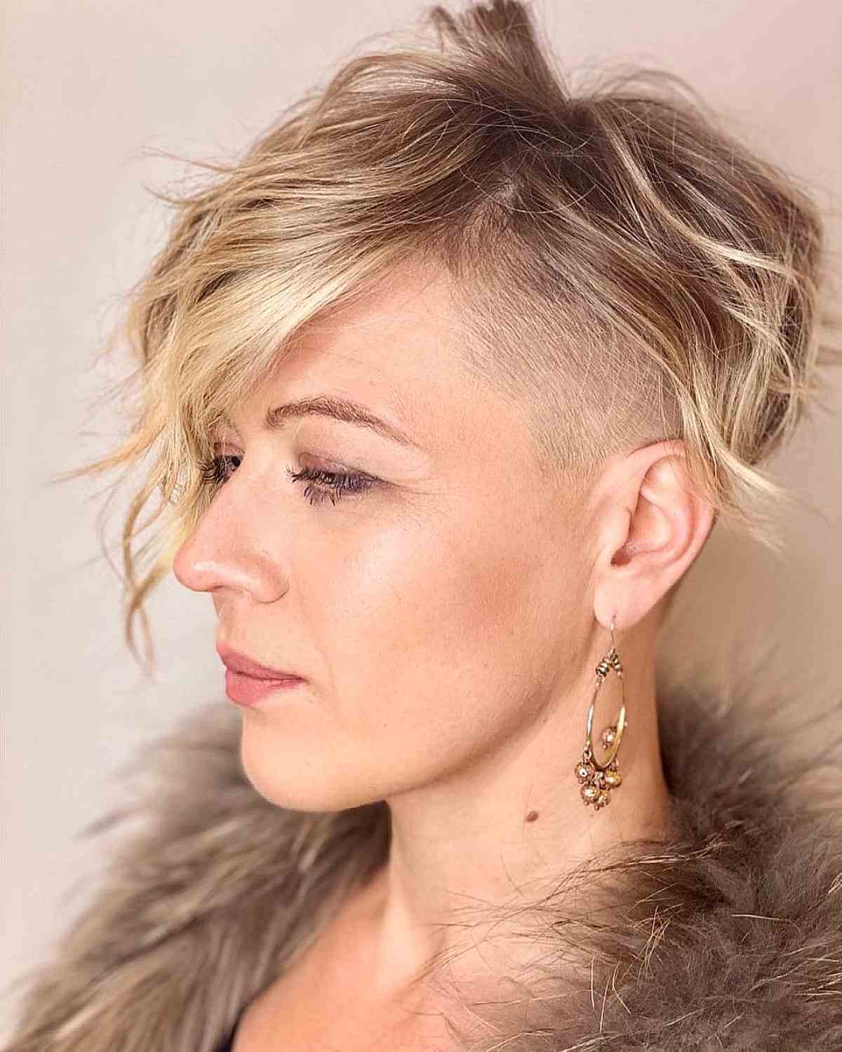 Wavy Hair Pixie with a Shaved Side