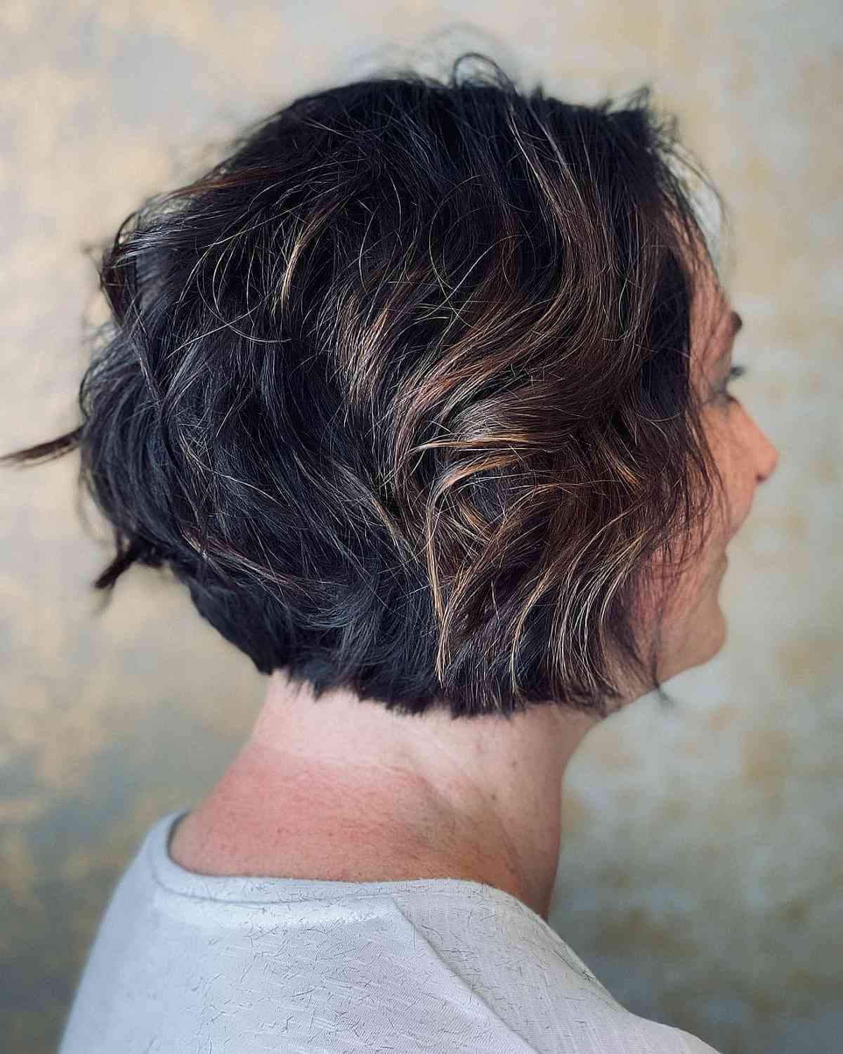 Wavy Fine Hair Tousled Bob Style for Women Over Fifty