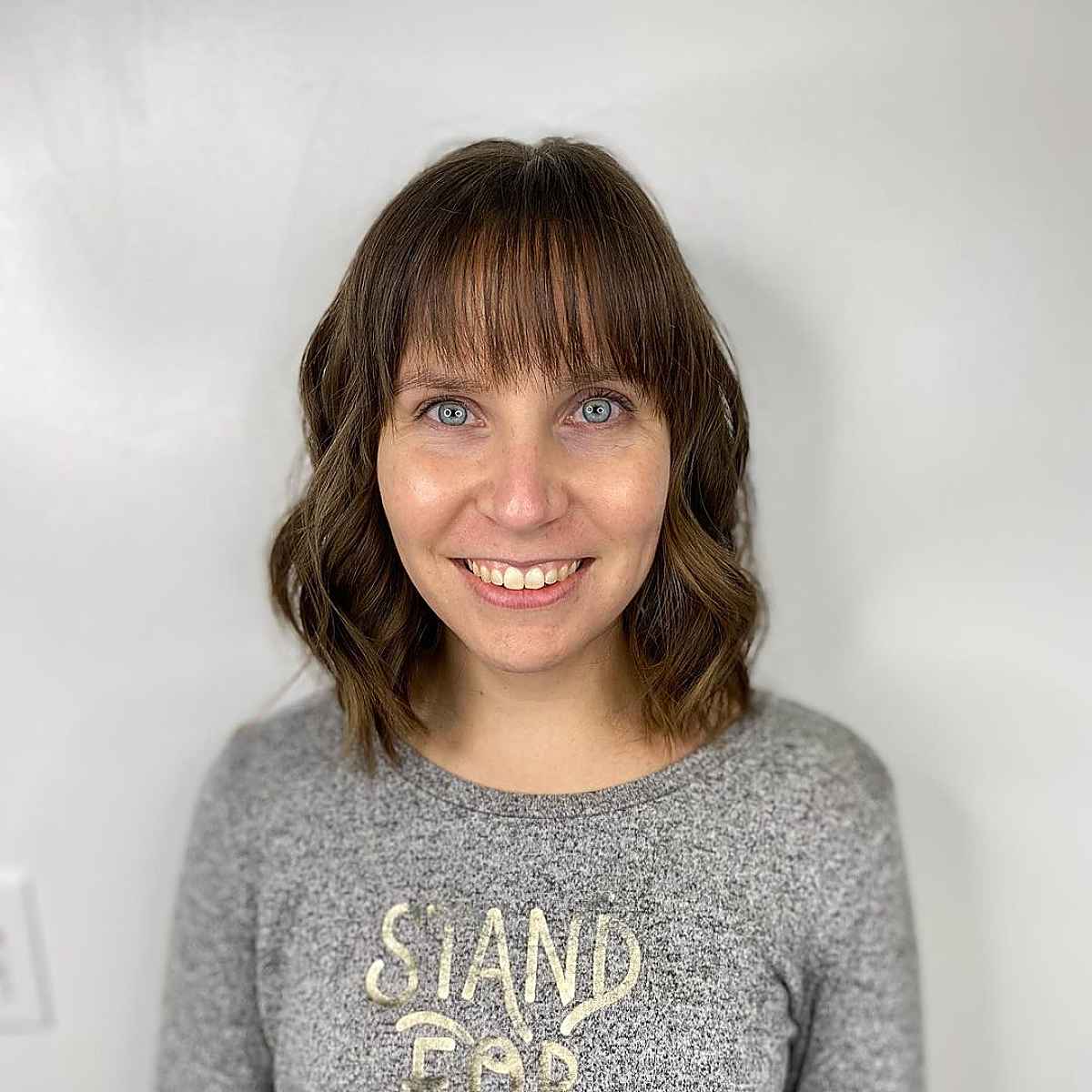 Wavy Lob with Soft Bangs