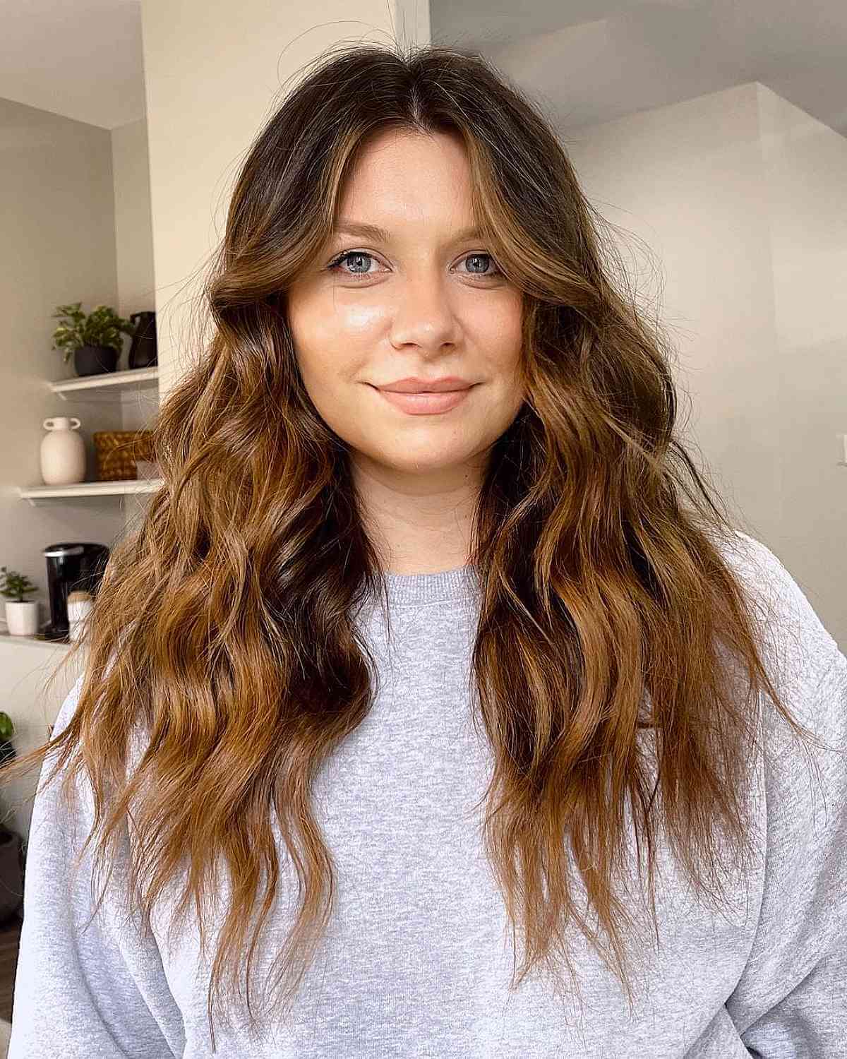 Wavy Long Choppy Layered Hair with Soft Waves