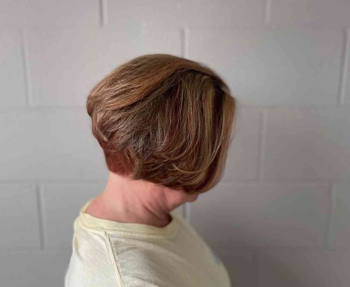 Jaw-Grazing Wedge Bob Hairstyle with Extended Layers for Women Over 50