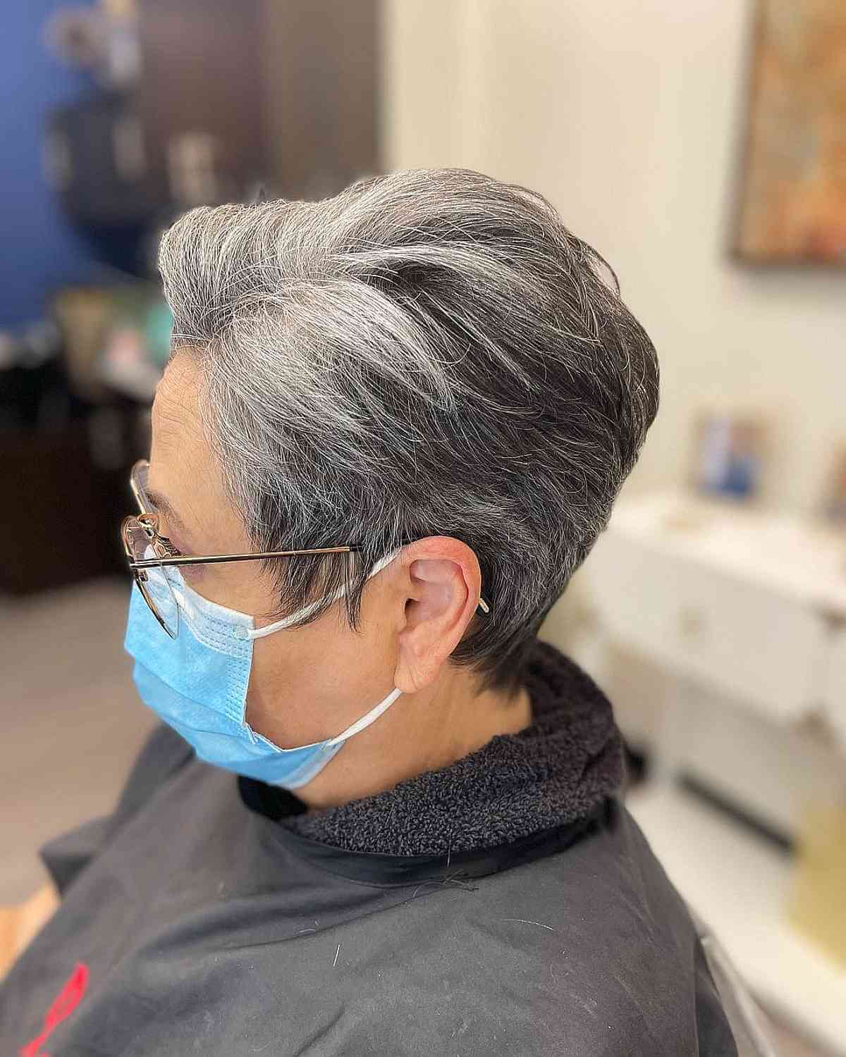 Wedge Pixie Hairstyle for Women Who Wear Glasses for a Woman in her 70s