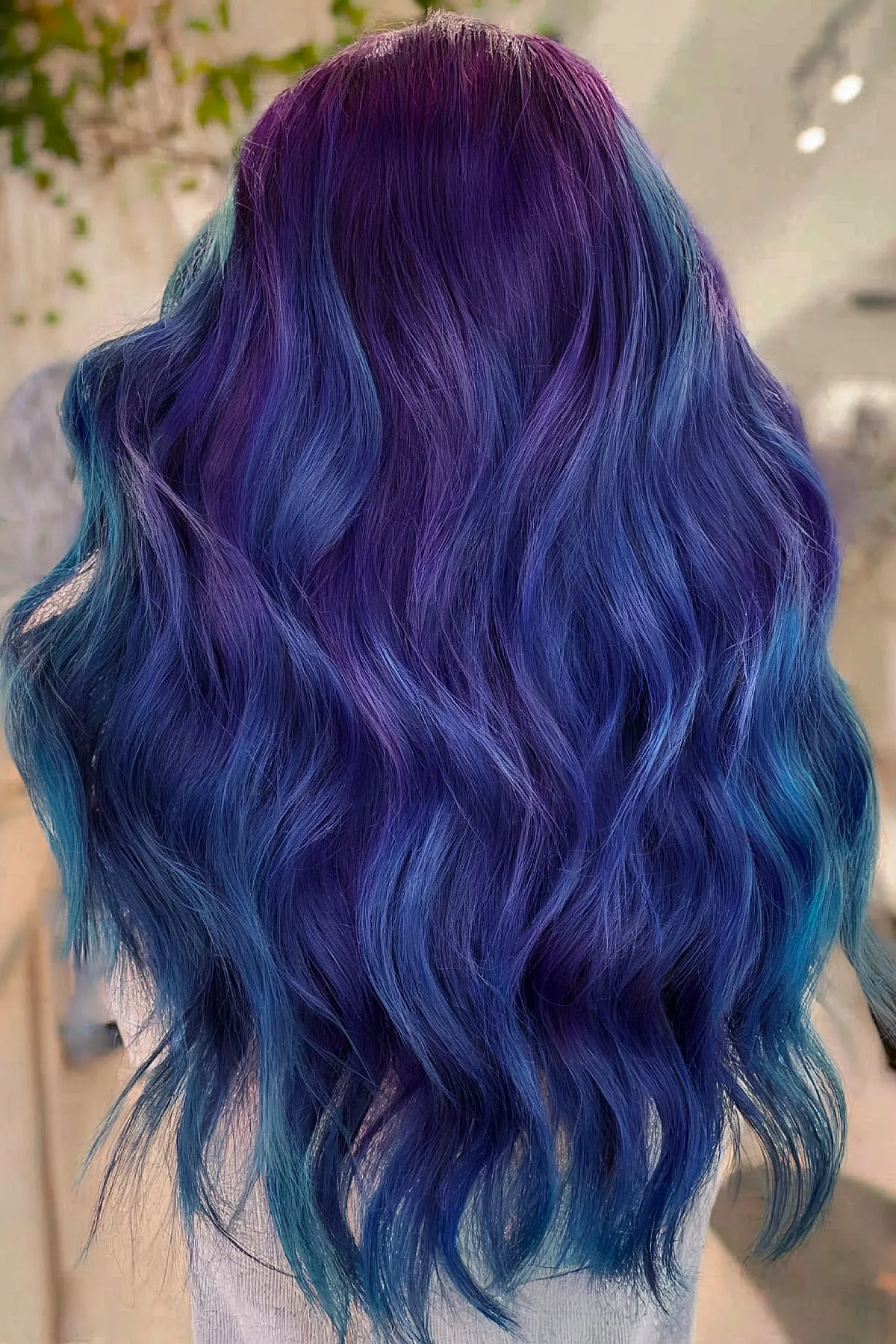 Winter Navy Blue and Purple Shades for Long Hair