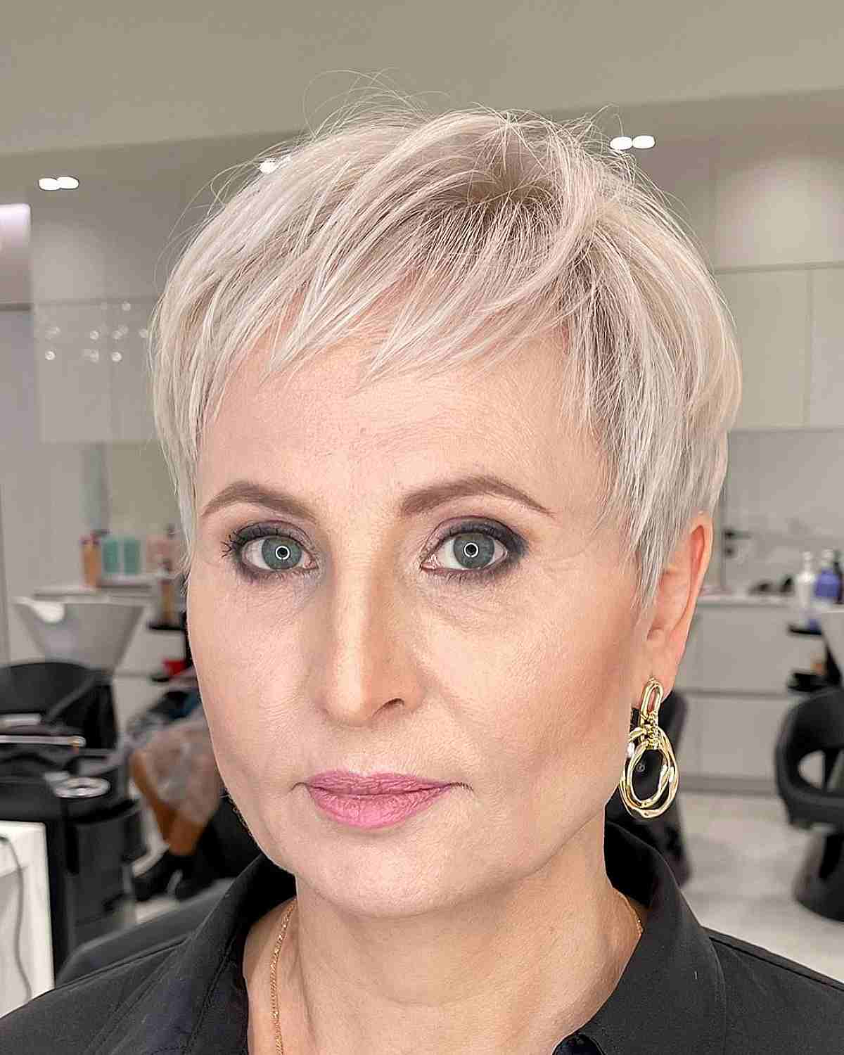 Wispy Pixie in Platinum Blonde for Women 50 and Over with Thin Hair