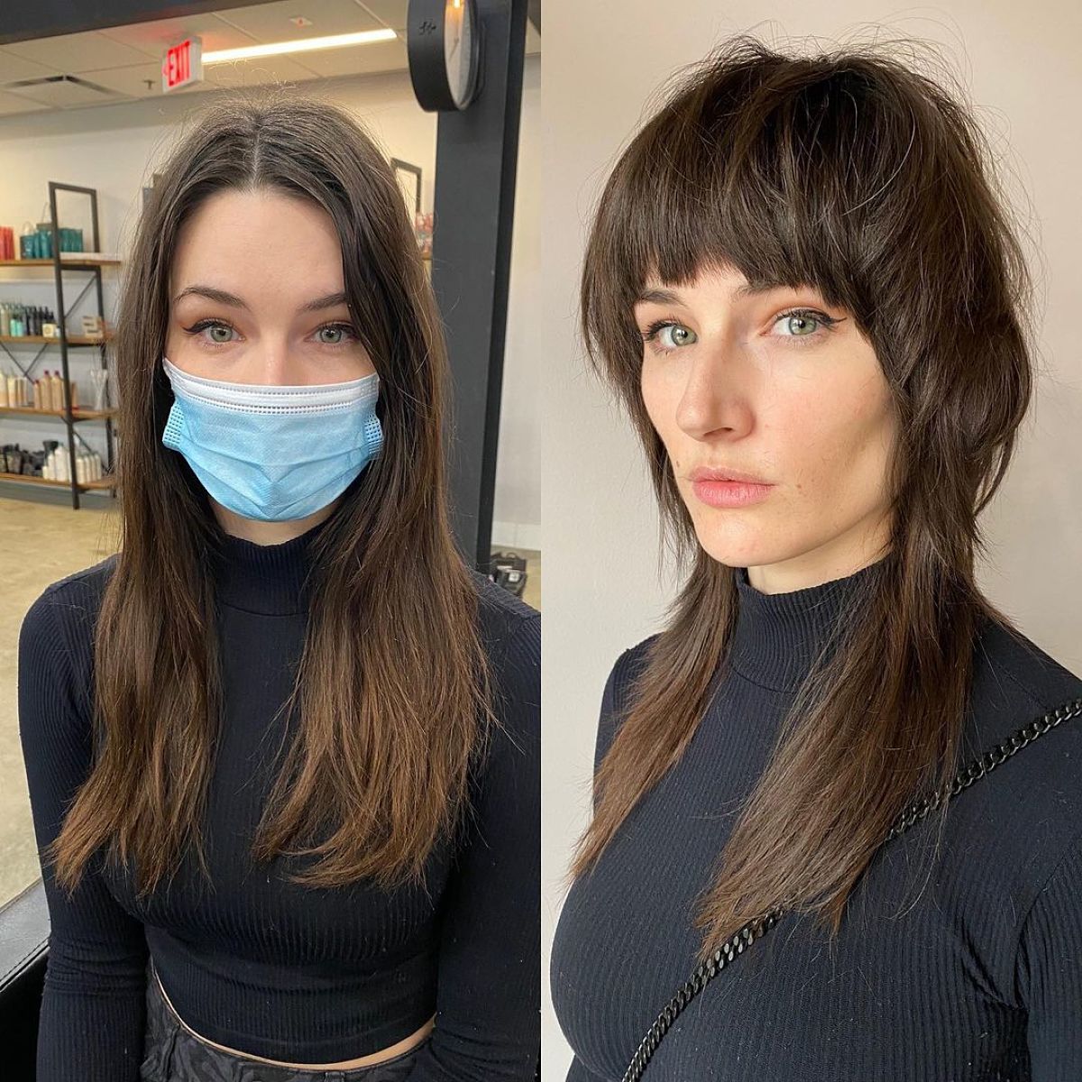 Wolf Shag Hairstyle with Bold Bangs