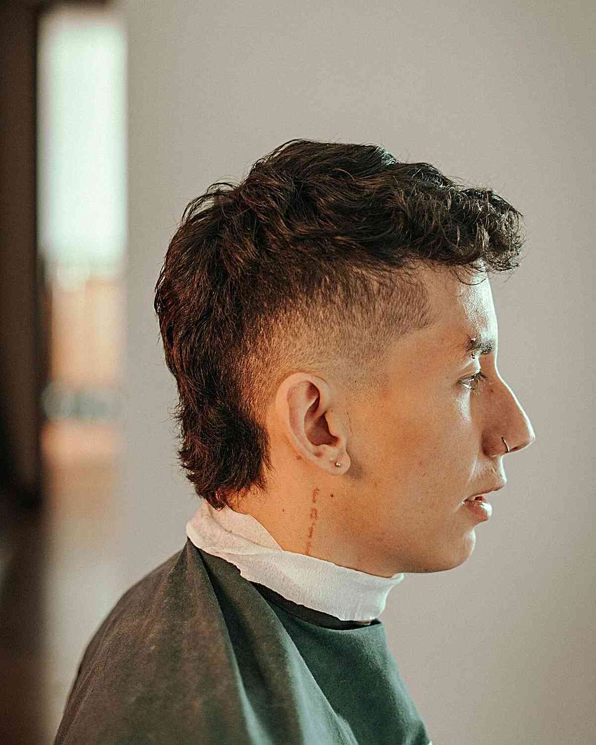 Short-to-Medium Mullet Burst Fade for Men's Textured Hair