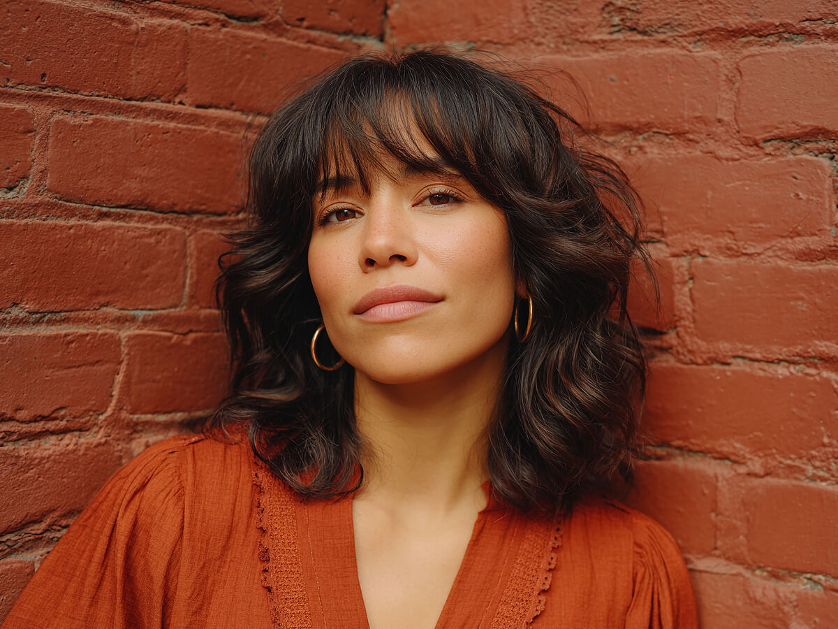 Must-see wavy lobs with bangs