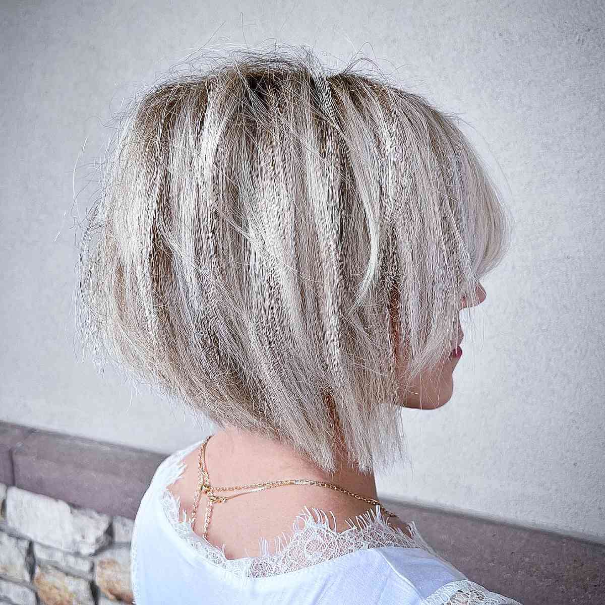A muted edge short bob haircut for women with thick hair
