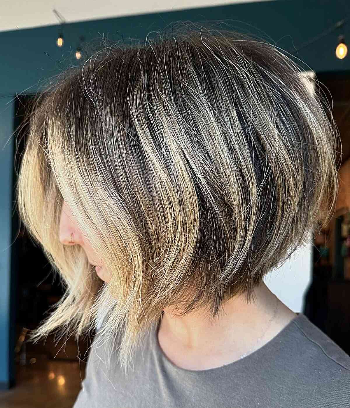 Nape-Length Bob with Visible Layers