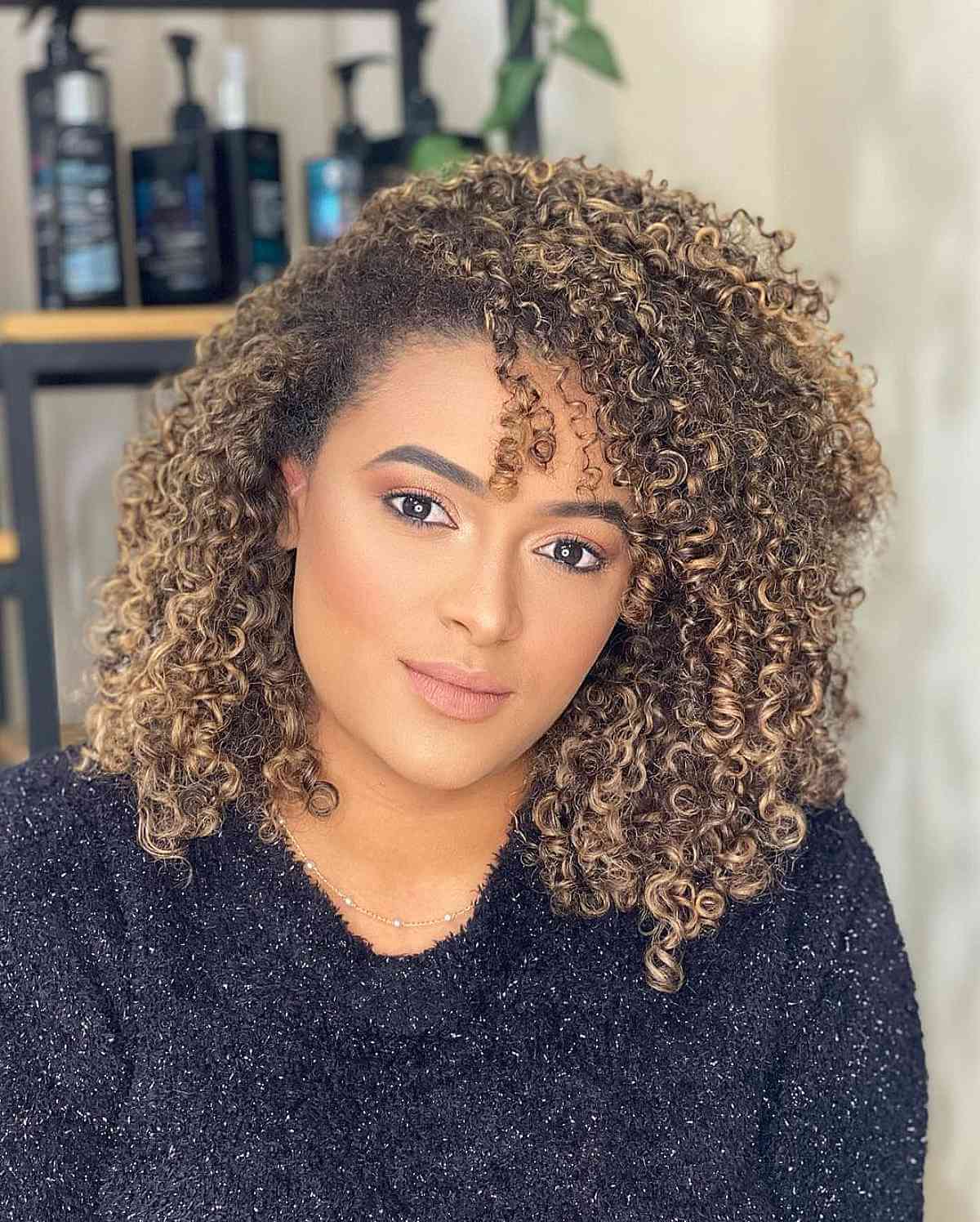 Natural Brunette with Blonde Highlights for Black Women
