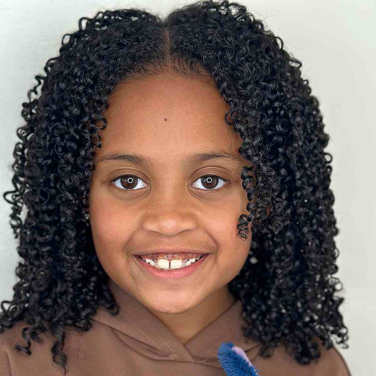 Natural Curls with a Center Part for Little Girls