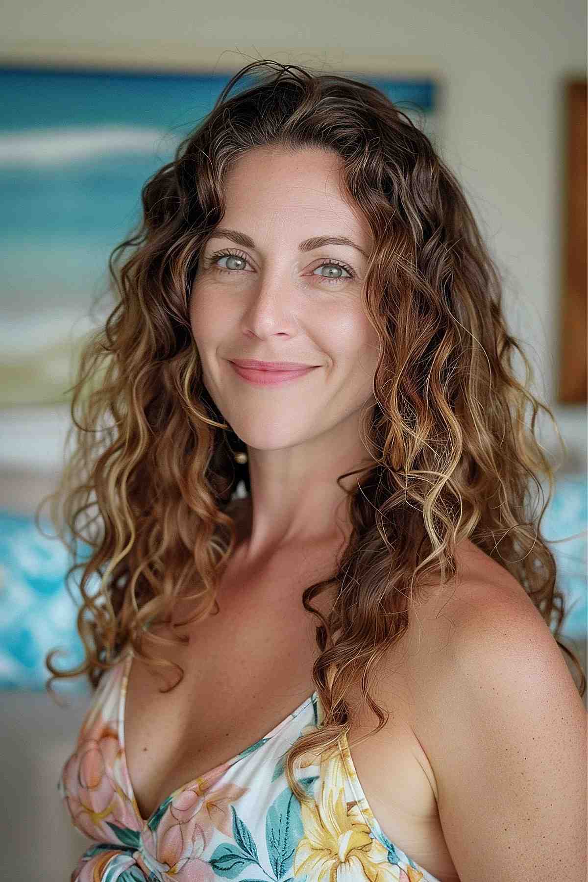 Natural curly hair for a relaxed vacation look with defined curls